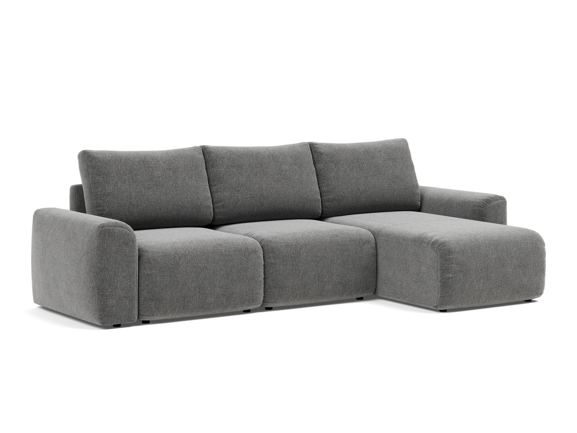 Schlafsofa Norum mit Chaiselongue und Chunky-Armlehnen Strukturierter Stoff Twist 563-Charcoal