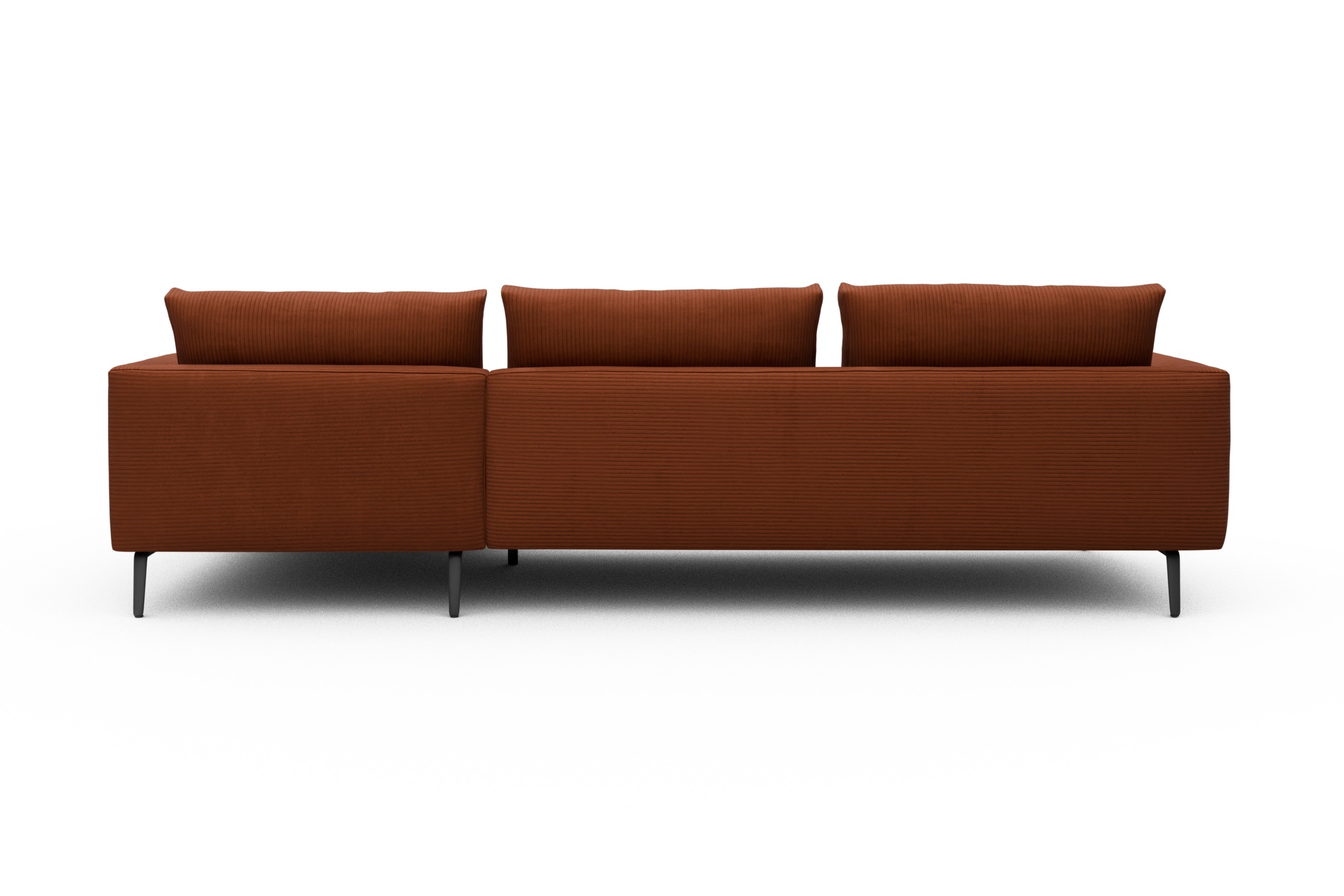 Ecksofa Karl Chaiselongue rechts mit 2,5-Sitzer Corduroy-Burnt-Orange
