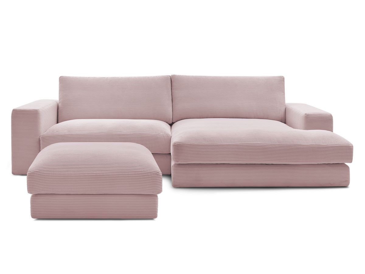 Bobochic Leonard Ecksofa mit Pouf 234 × 159 cm Cordsamt Violett Ecke rechts