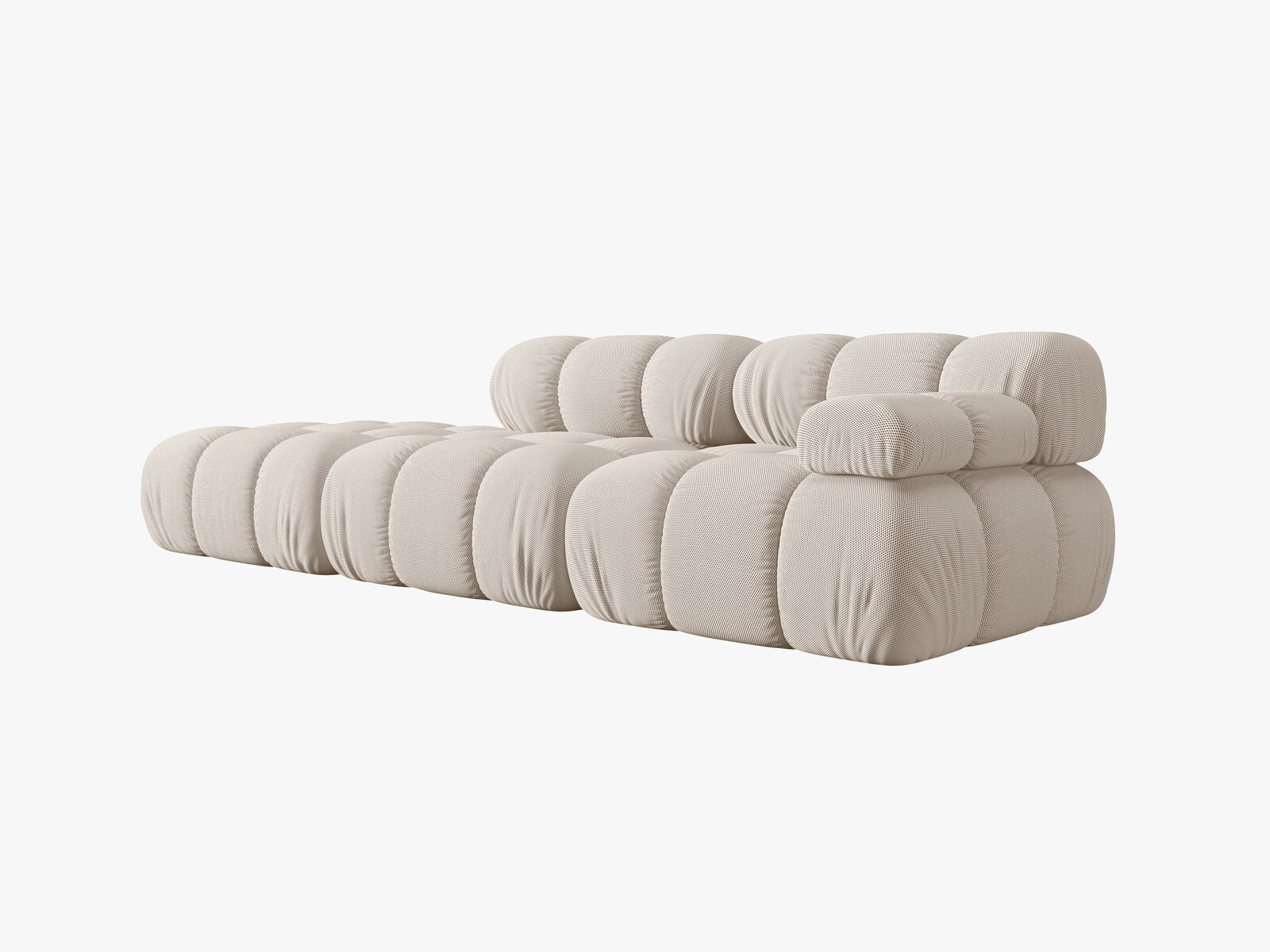 Micadoni Modulares Sofa Bellis 4-Sitzer Links 3D-Stoff Sonic Helles Beige