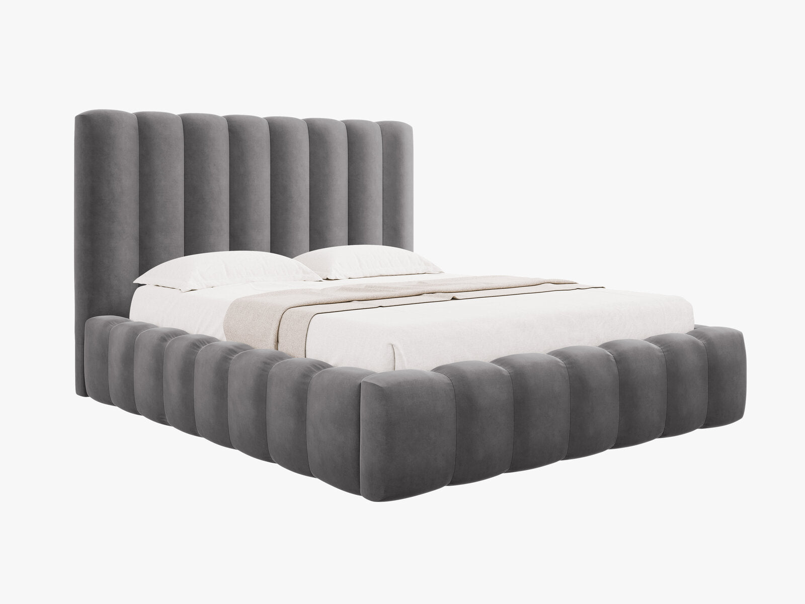 Micadoni Bett Kelp Samt Bluvel Grau