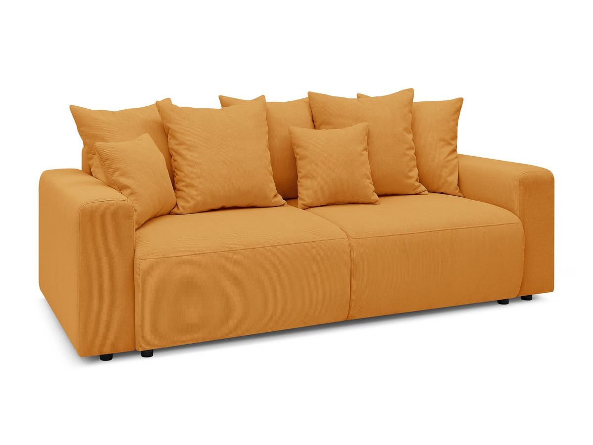 Bobochic Envy Schlafsofa 3-Sitzer mit Bettkasten und Pouf Cordsamt Gelb