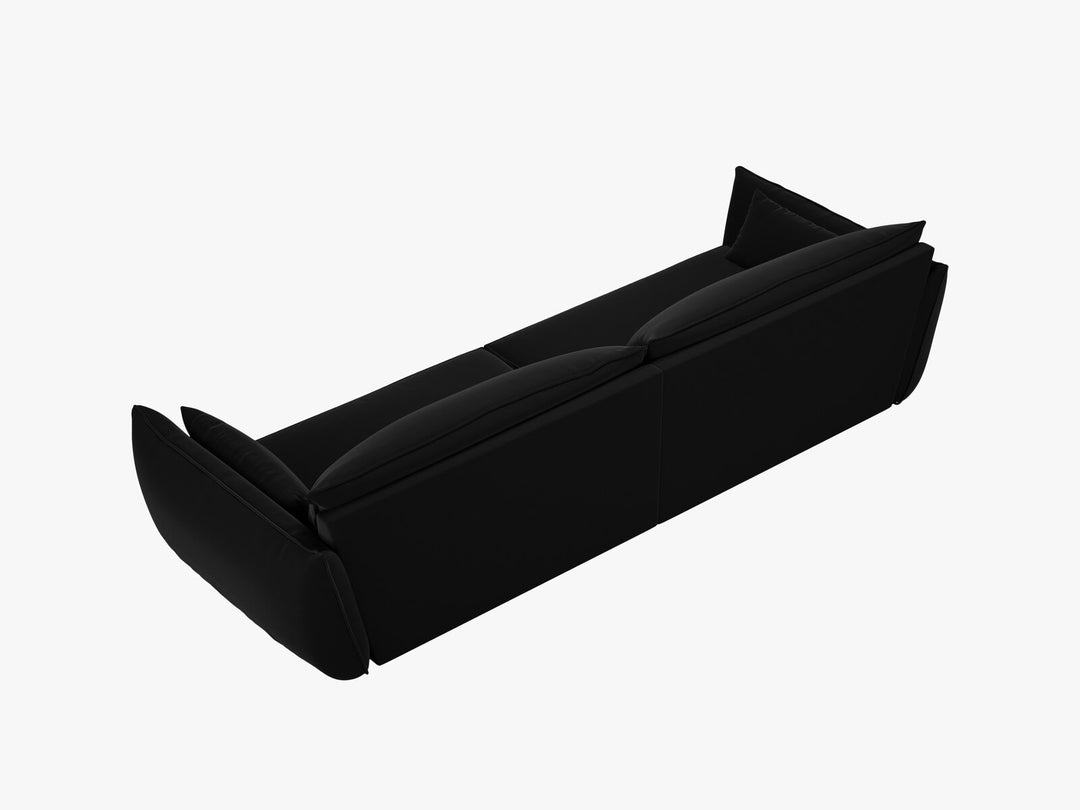 Micadoni 4-Sitzer Sofa Kaelle Samt Bluvel Schwarz