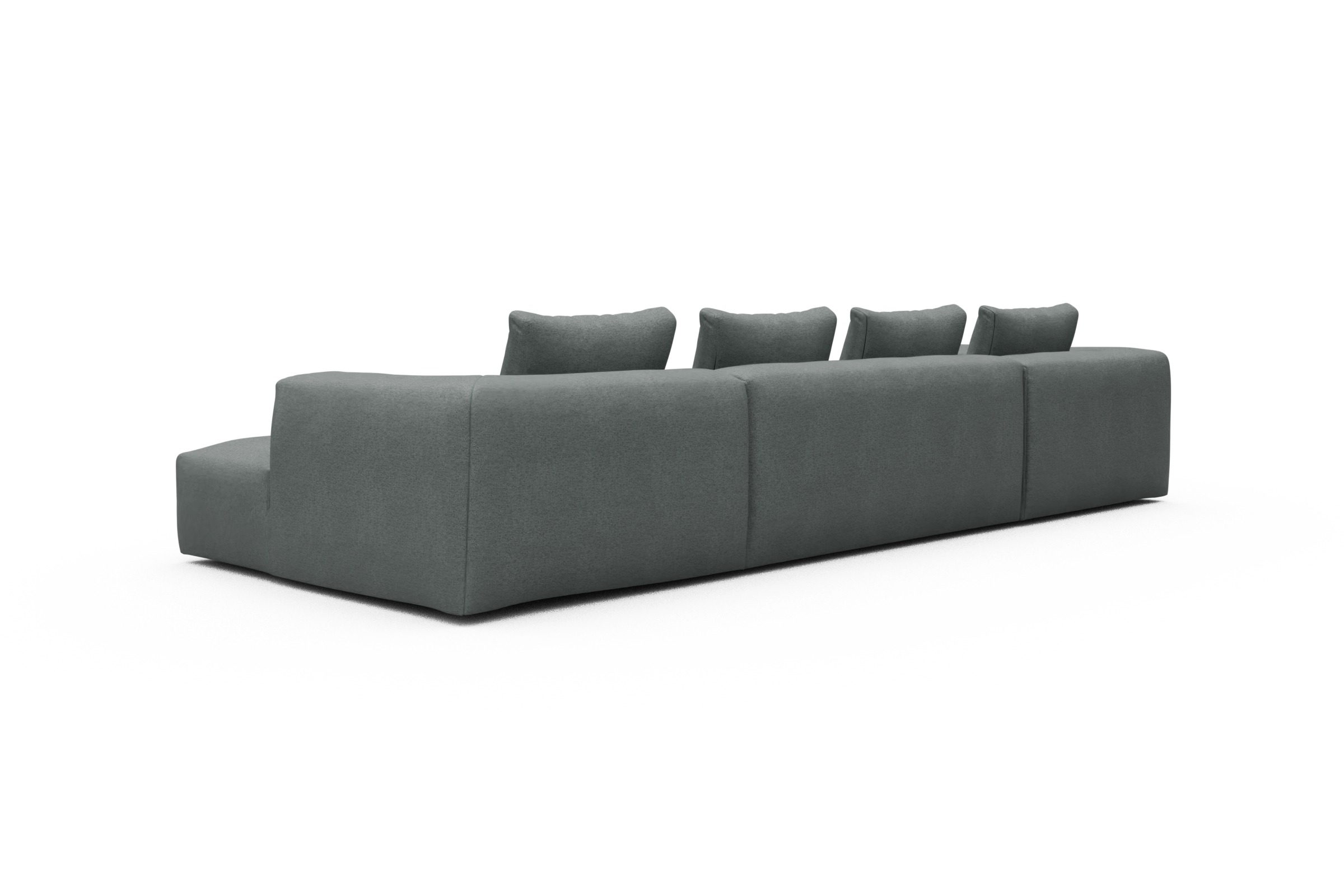 Wohnlandschaft Fred Relax-Ecke links mit 2-Sitzer und Chaiselongue rechts Strukturierter Stoff Denari 485-Soft-Grey