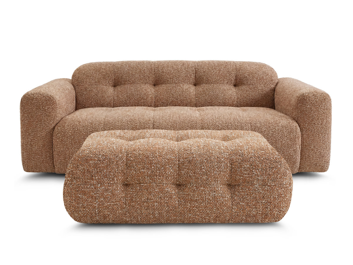 Bobochic Laura Sofa 3-Sitzer mit großem Pouf Melange-Stoff Orange