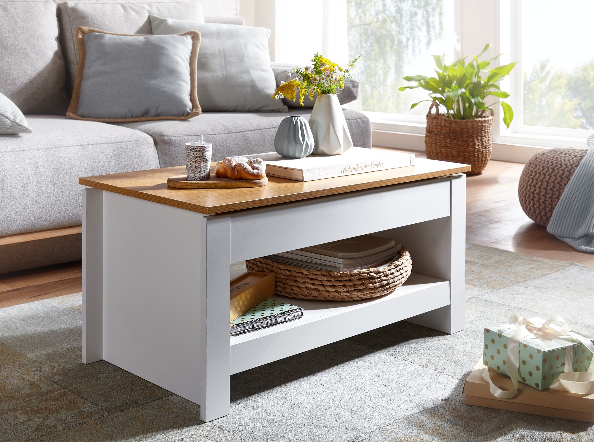 Couchtisch Budardalur Weiß 85 × 47 × 45 cm