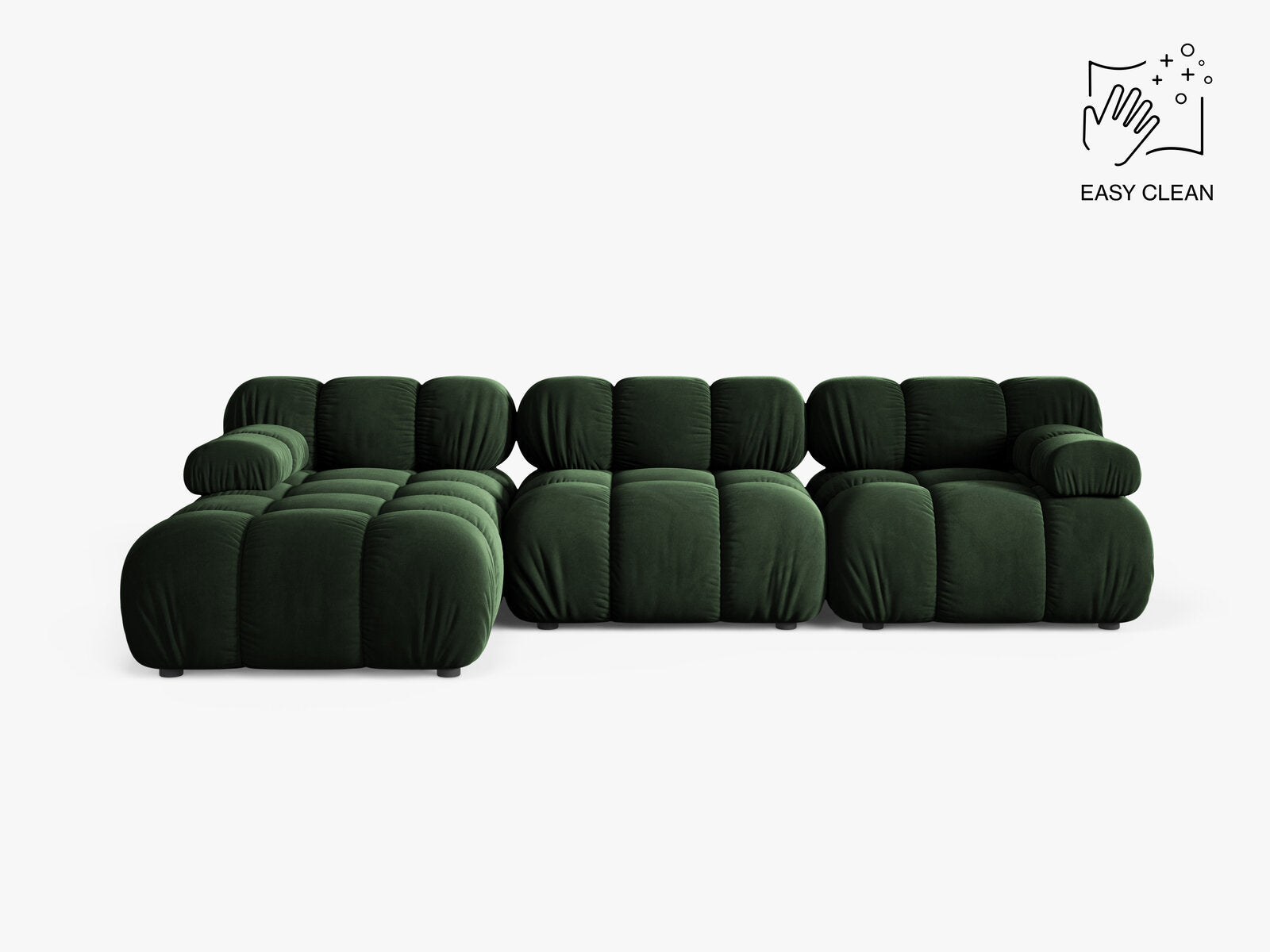Micadoni Modulares Ecksofa Bellis 4-Sitzer Links Samt Venus Flaschengrün