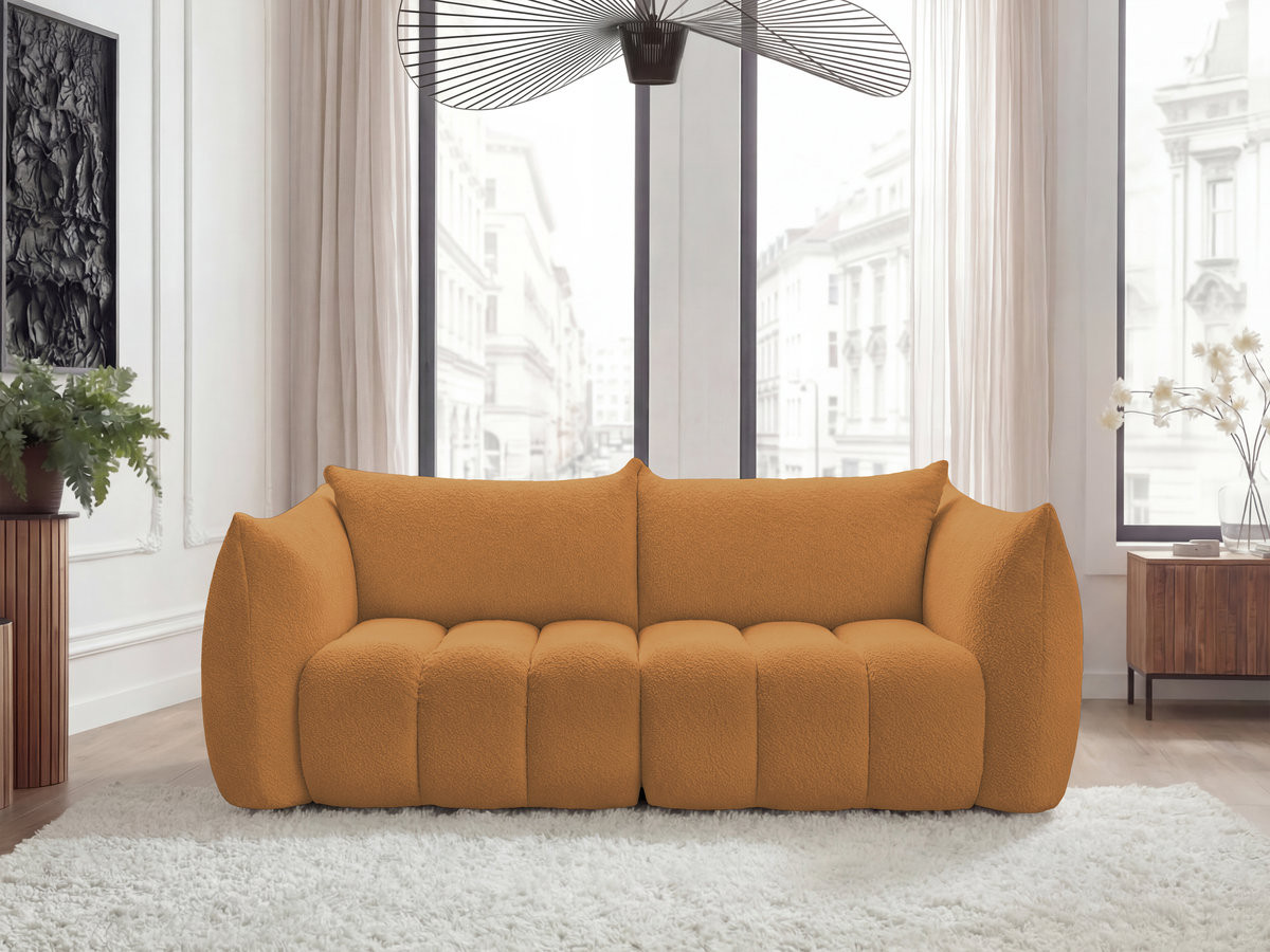 Bobochic Azra Sofa 3-Sitzer Bouclé-Stoff Gelb