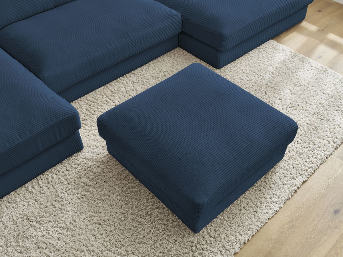 Bobochic Leonard Wohnlandschaft mit Pouf 349 × 159 cm Cordsamt Dunkelblau