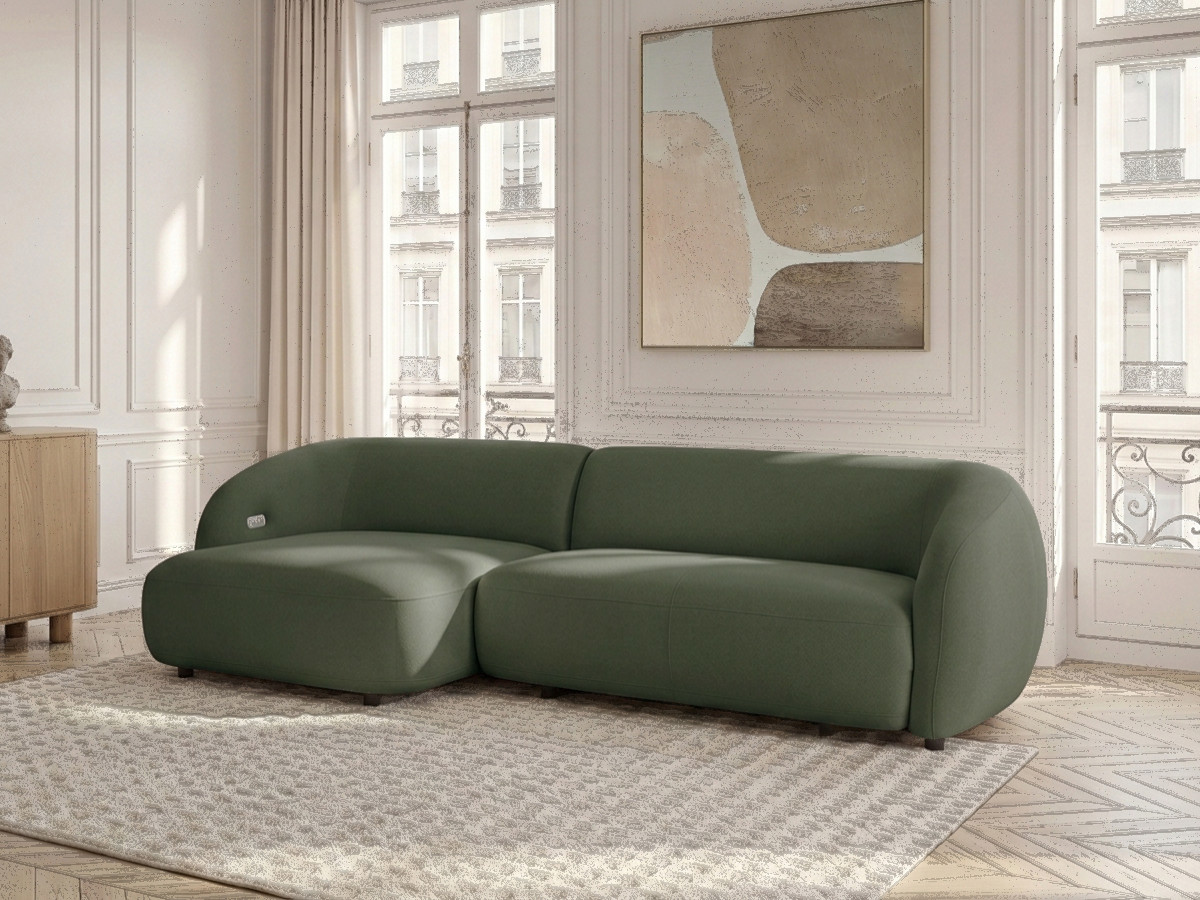 Bobochic Halo Ecksofa mit Schlaffunktion Stoff Grün Ecke links