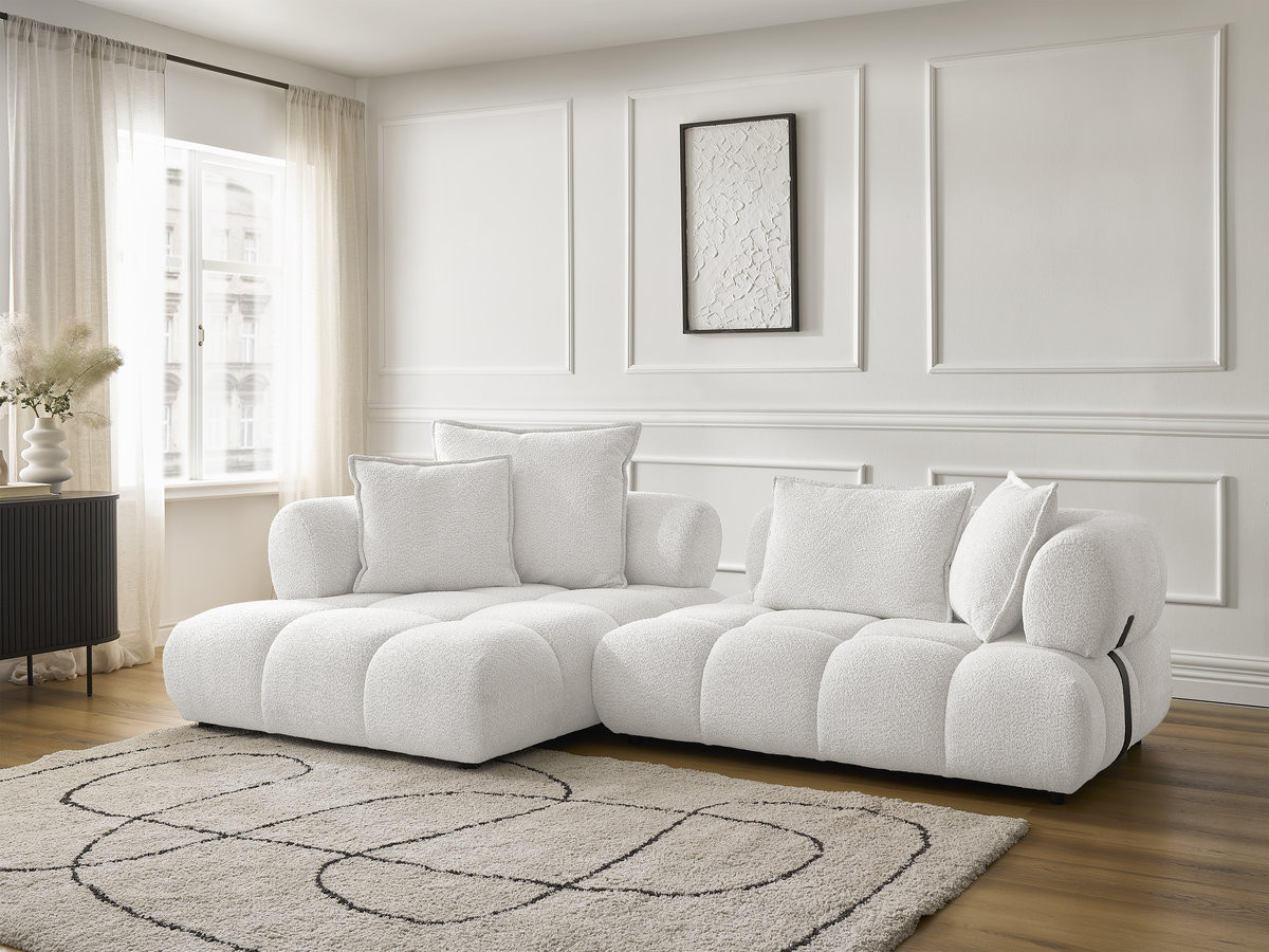 Bobochic Alya Ecksofa Bouclé-Stoff Weiß Ecke links