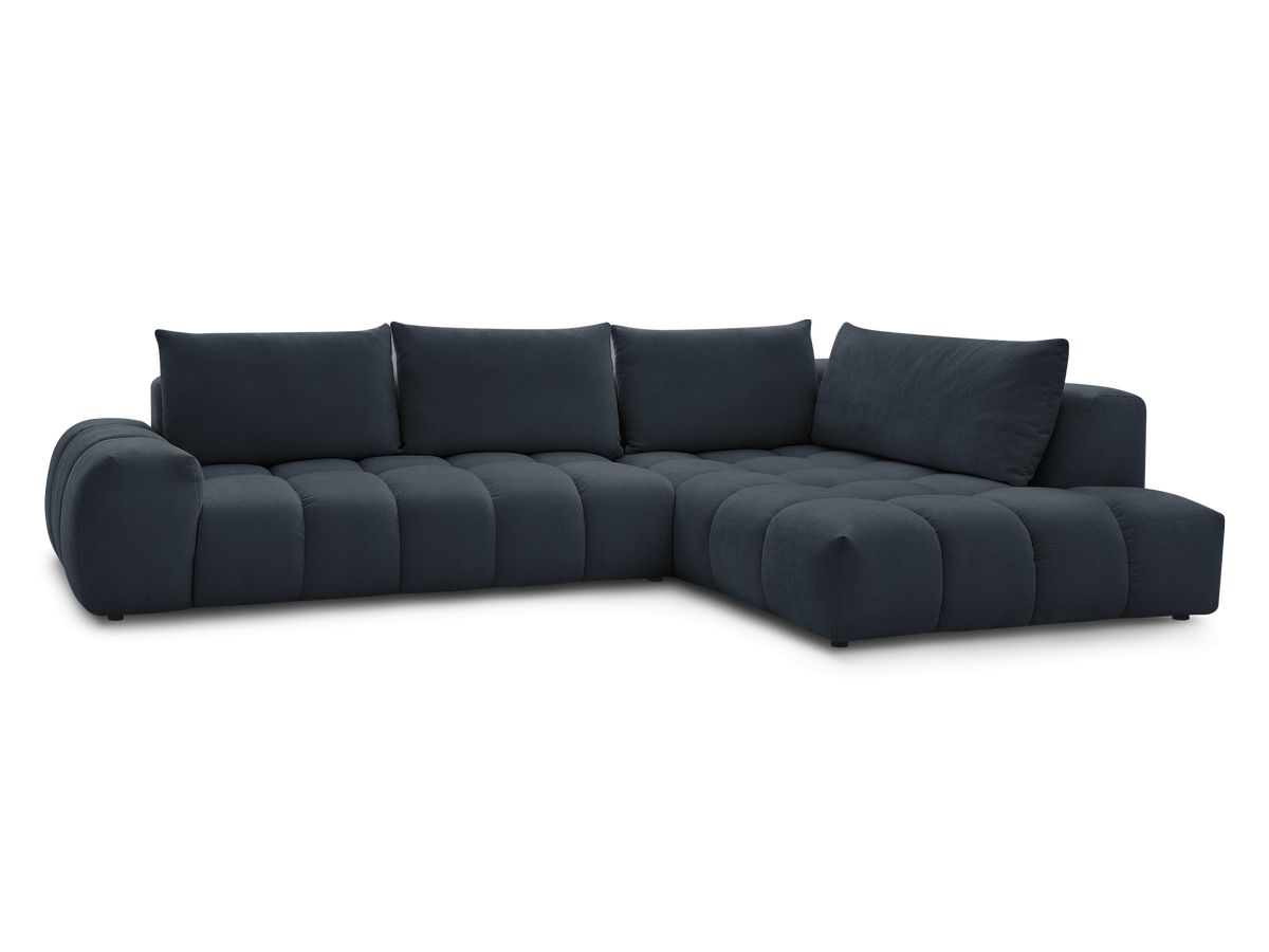 Bobochic Everest Ecksofa, 4 Kissen Strukturstoff Dunkelblau Ecke rechts
