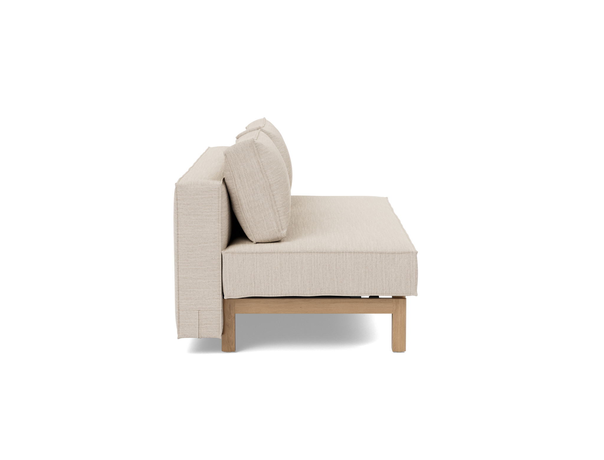 Schlafsofa Sly Webstoff Blida 612-Sand-Grey Beine Eiche