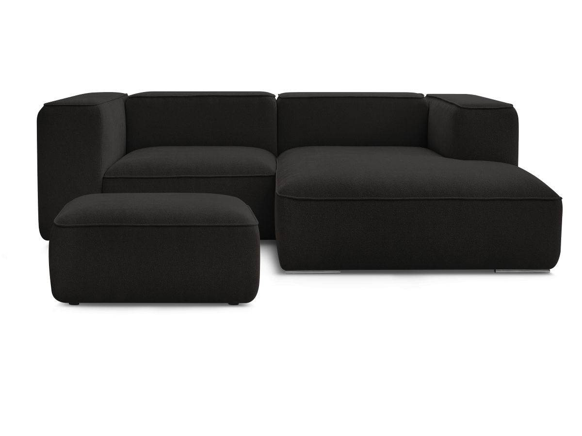 Bobochic Zephyr Ecksofa mit Pouf 260 × 165 cm Strukturstoff Schwarz Ecke rechts