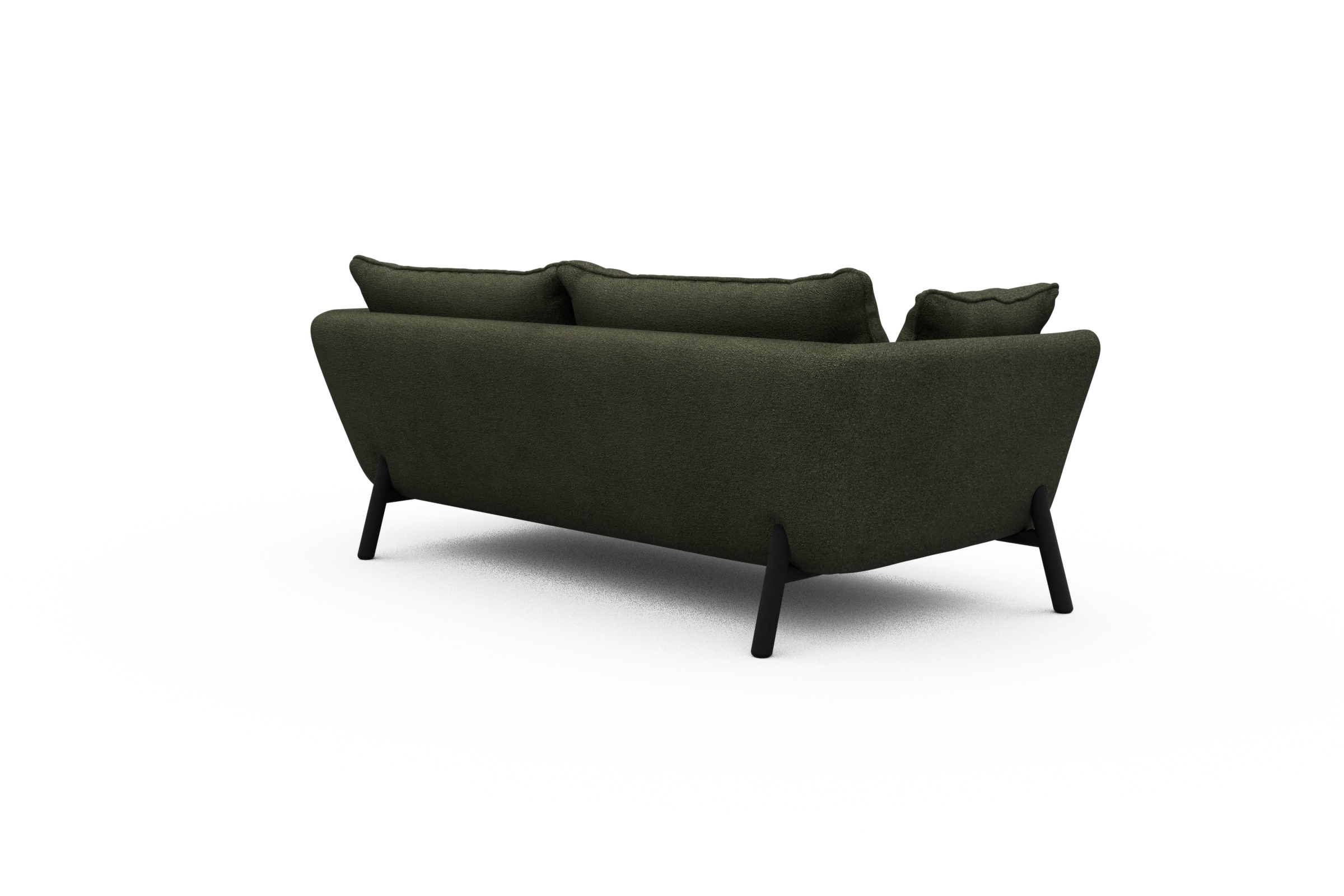 Sofa Emil PREMIUM 2-Sitzer Beinfarbe Eiche Schwarz Boucle-Forest-Green