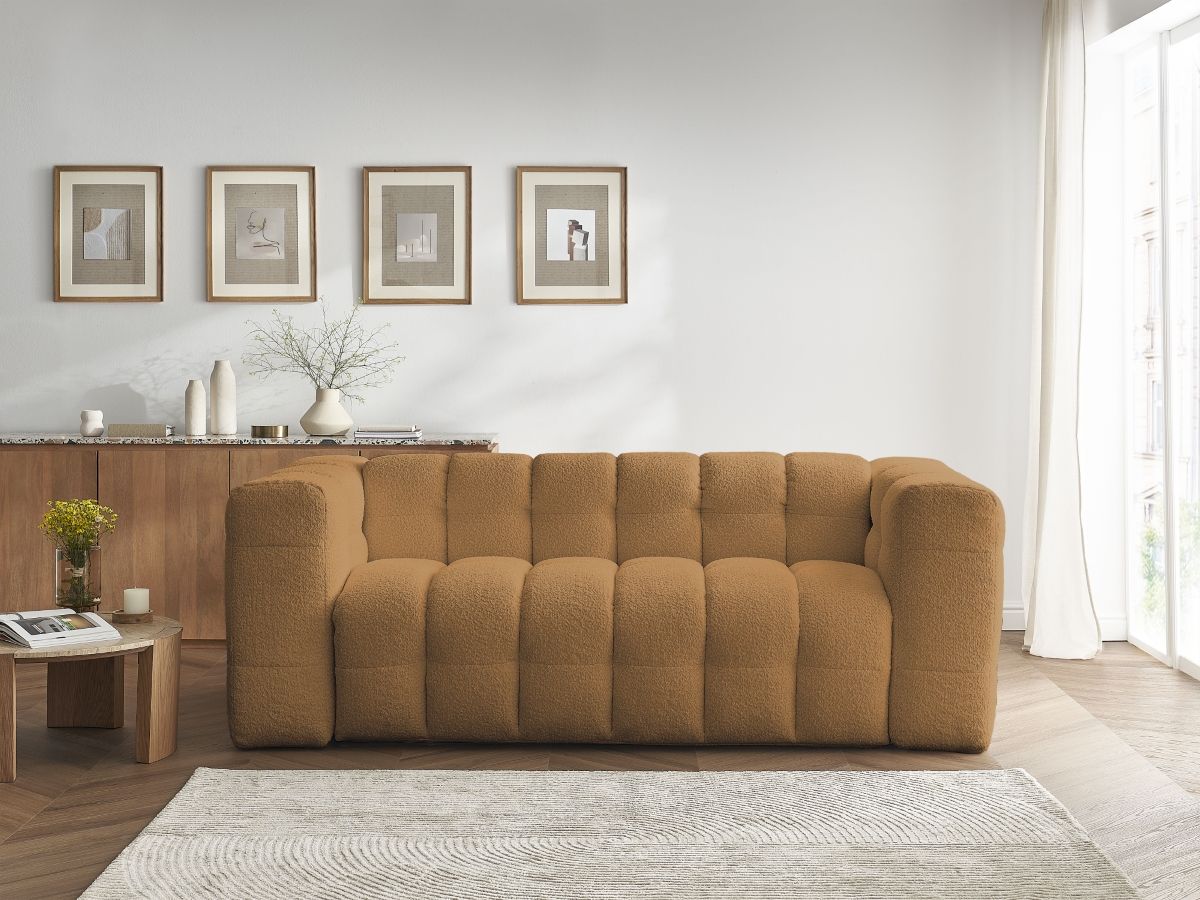 Bobochic Cloud Schlafsofa 3-Sitzer Bouclé-Stoff Gelb