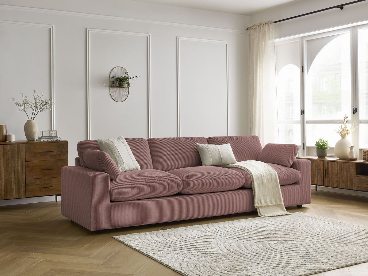 Bobochic Belair Sofa 4-Sitzer Cordsamt Rosa