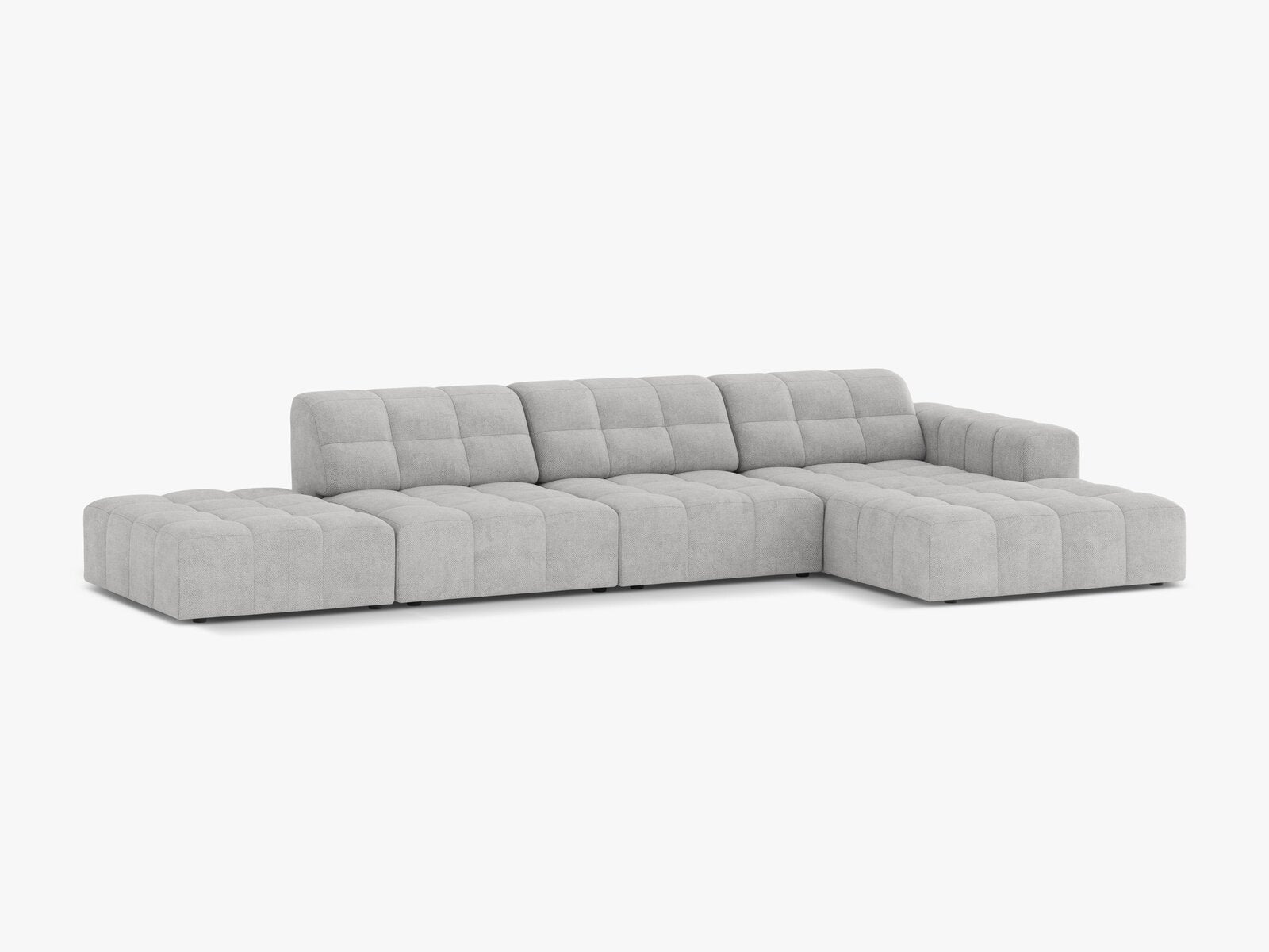 Micadoni Ecksofa Jennifer 5-Sitzer Rechts Chenille Eden Silber
