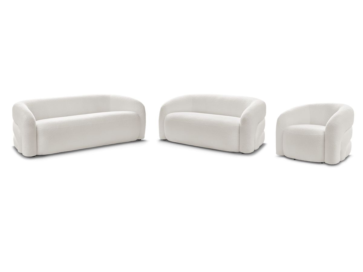 Bobochic Elina Sofa 6-Sitzer Bouclé-Stoff Weiß
