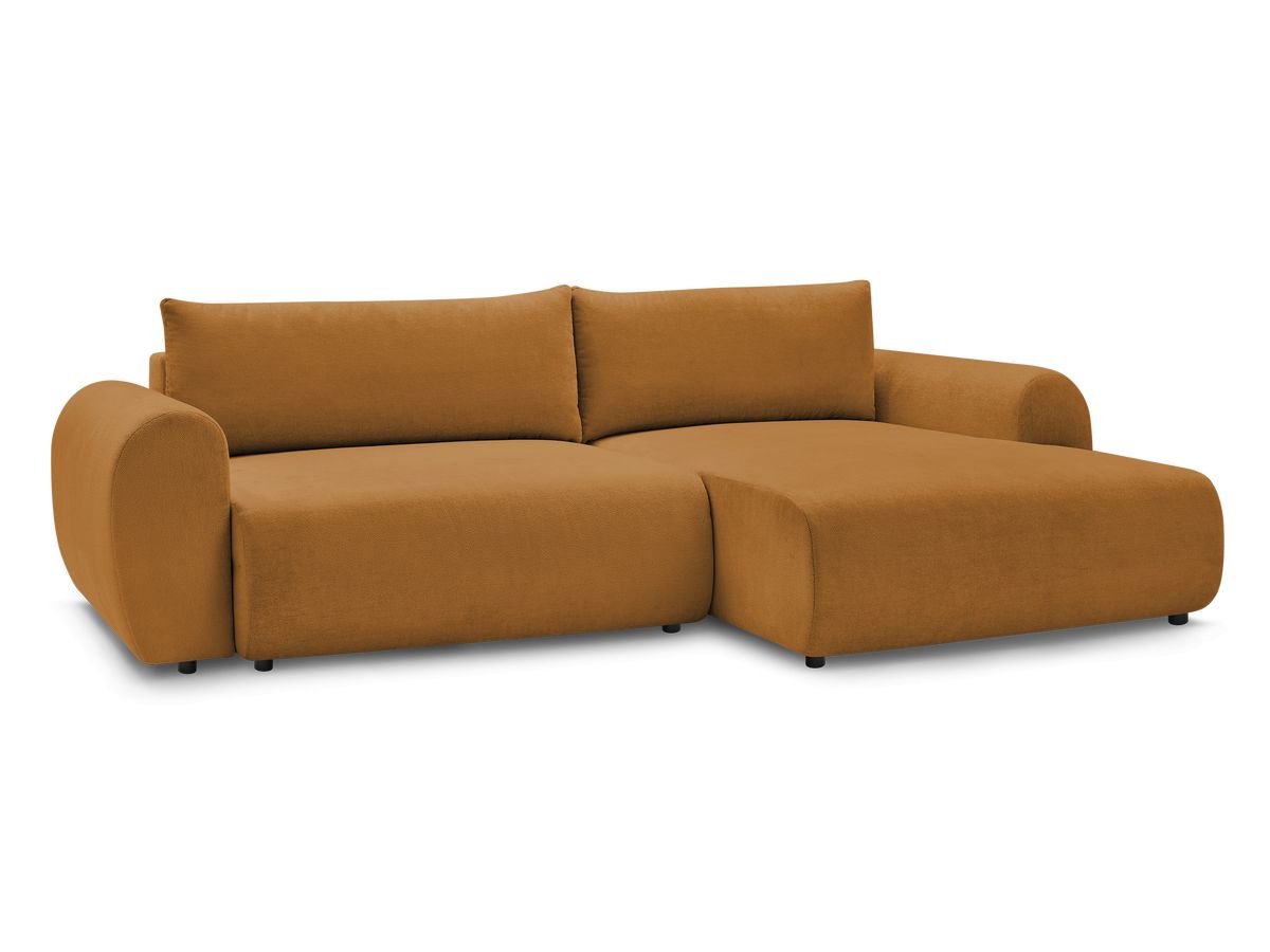 Bobochic Lucien Ecksofa mit Schlaffunktion und Bettkasten 314 × 167 cm Stoff Gelb Ecke rechts