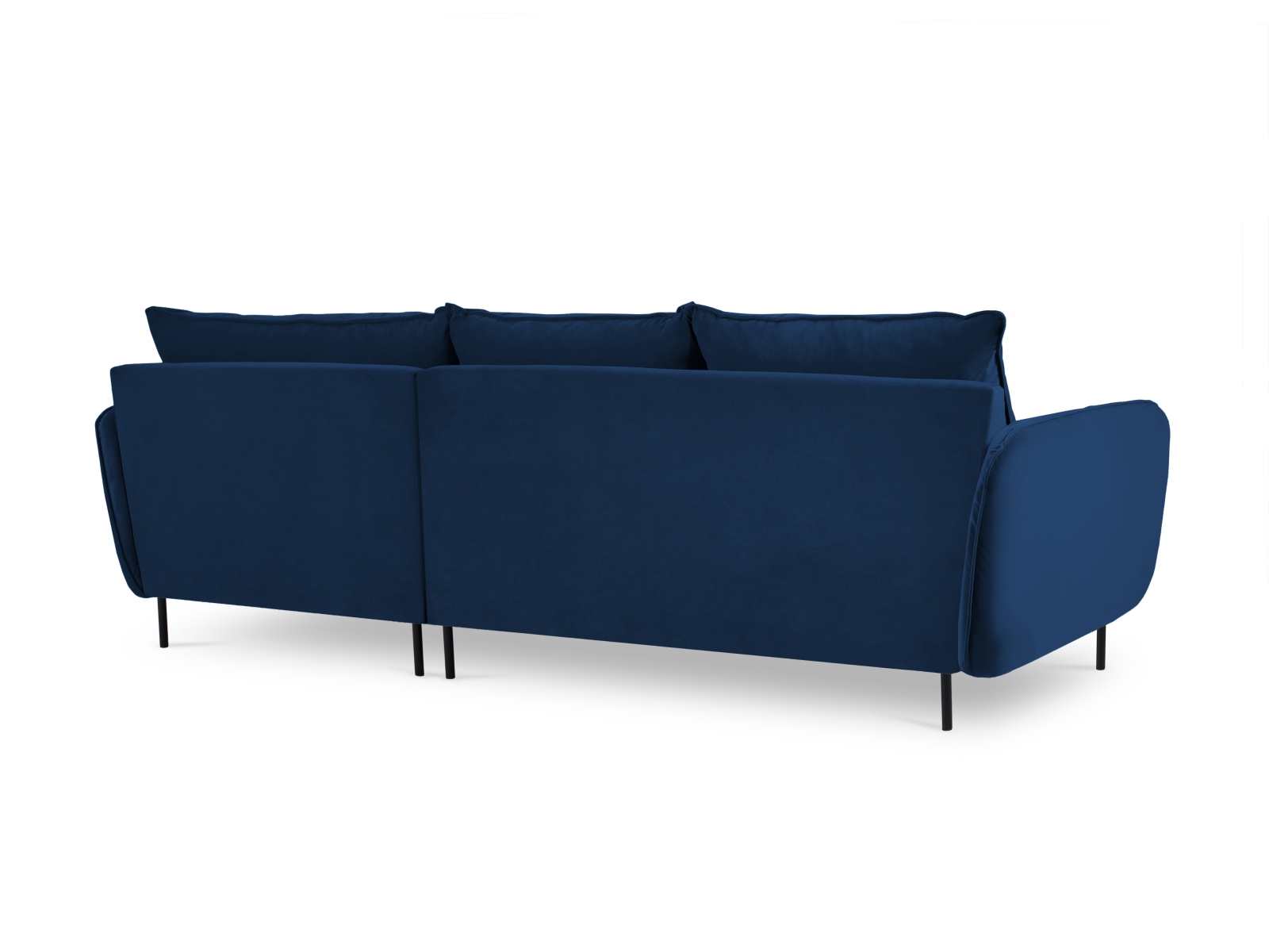 Cosmopolitan Design Ecksofa Vienna 5-Sitzer Samt Bluvel Königsblau Rechts Beine Schwarzes Metall