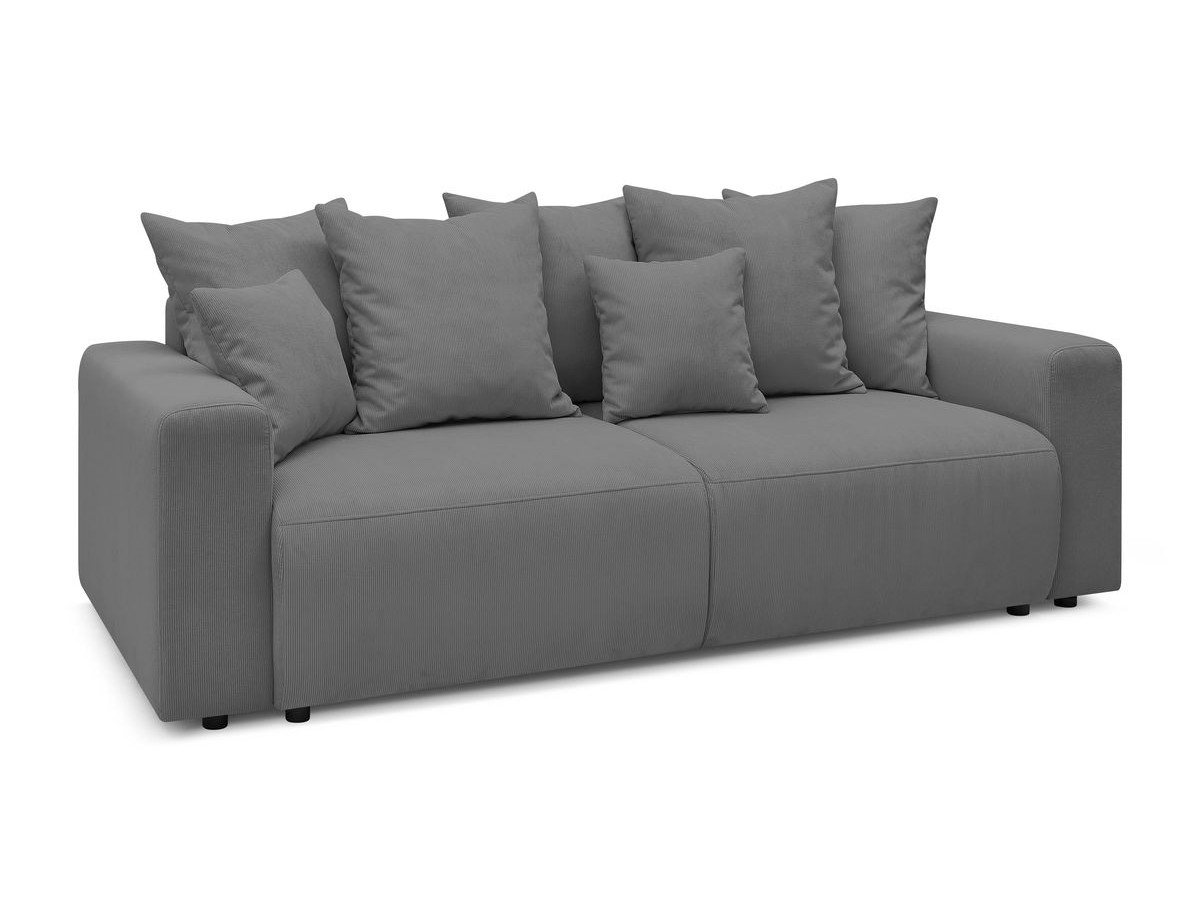 Bobochic Envy Schlafsofa 3-Sitzer mit Bettkasten und Pouf Cordsamt Dunkelgrau