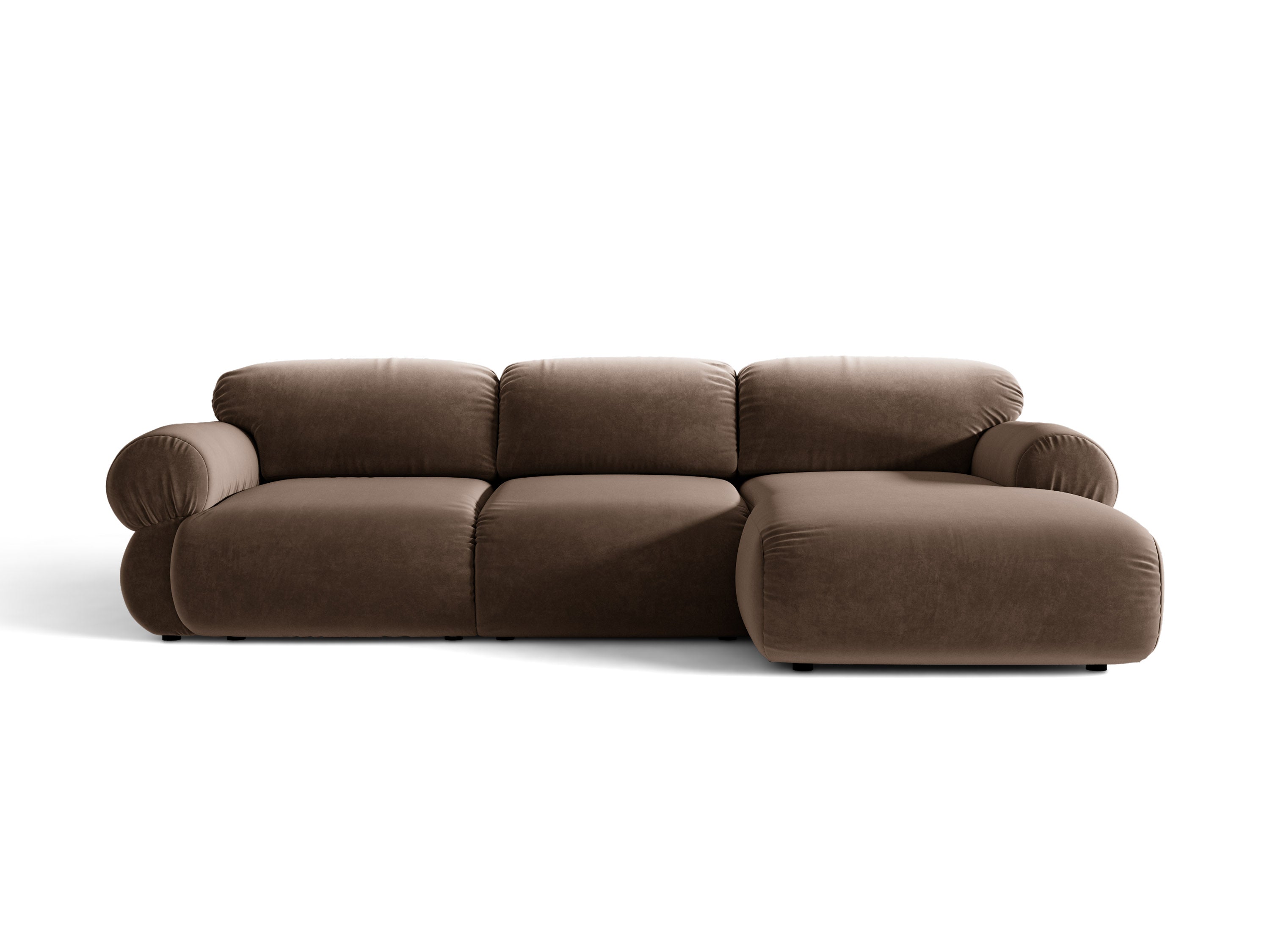 Micadoni Ophelia Ecksofa 6-Sitzer Rechts Samt Salvador Schokolade