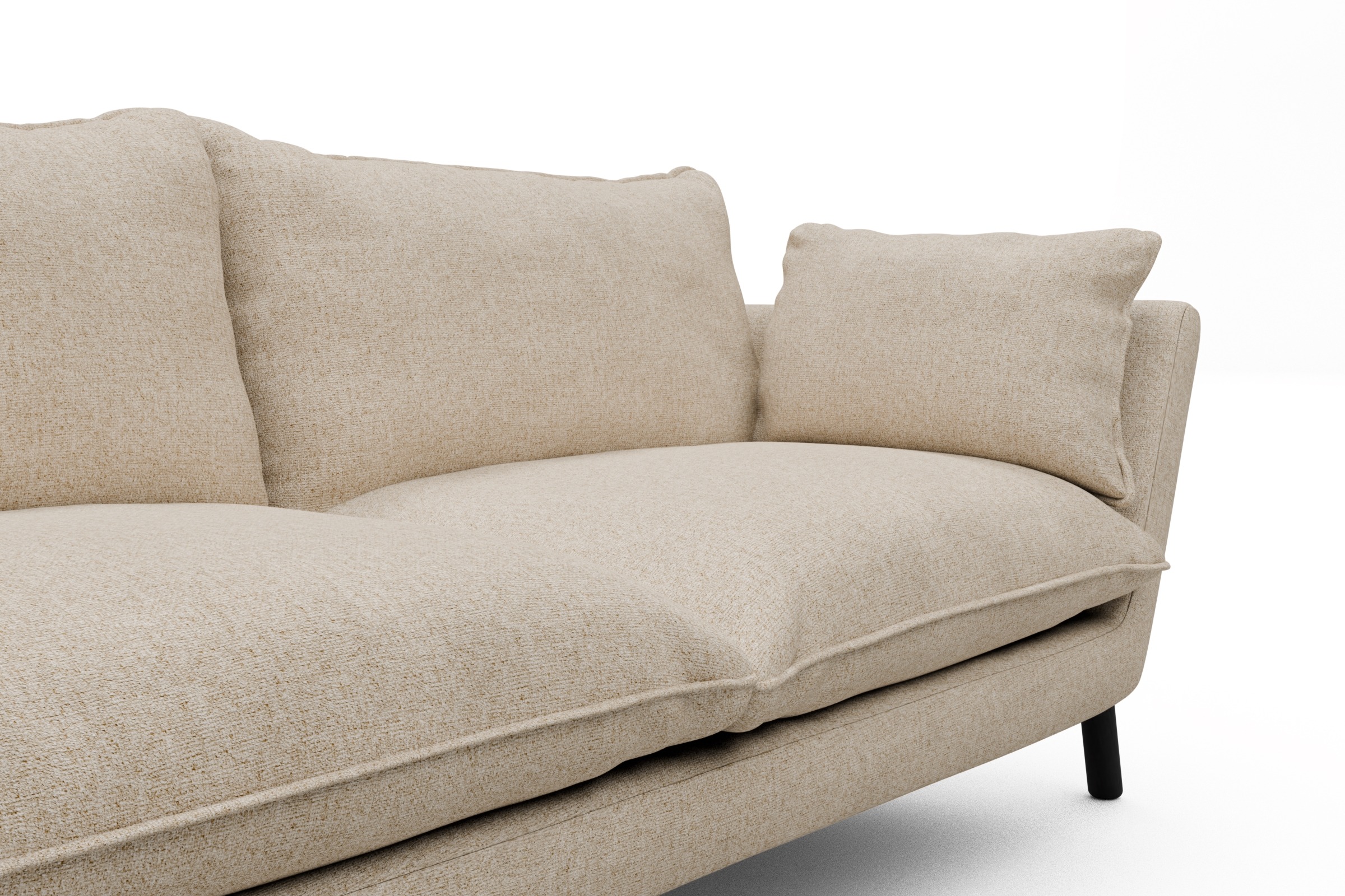 Sofa Emil PREMIUM 3-Sitzer Beinfarbe Eiche Schwarz Casone-Natural-Beige