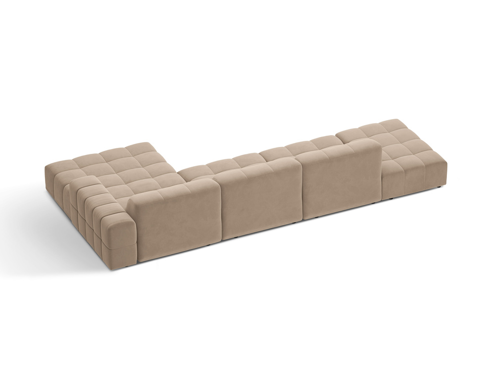 Cosmopolitan Design Ecksofa Chicago 5-Sitzer offen Samt Venus Beige Rechts