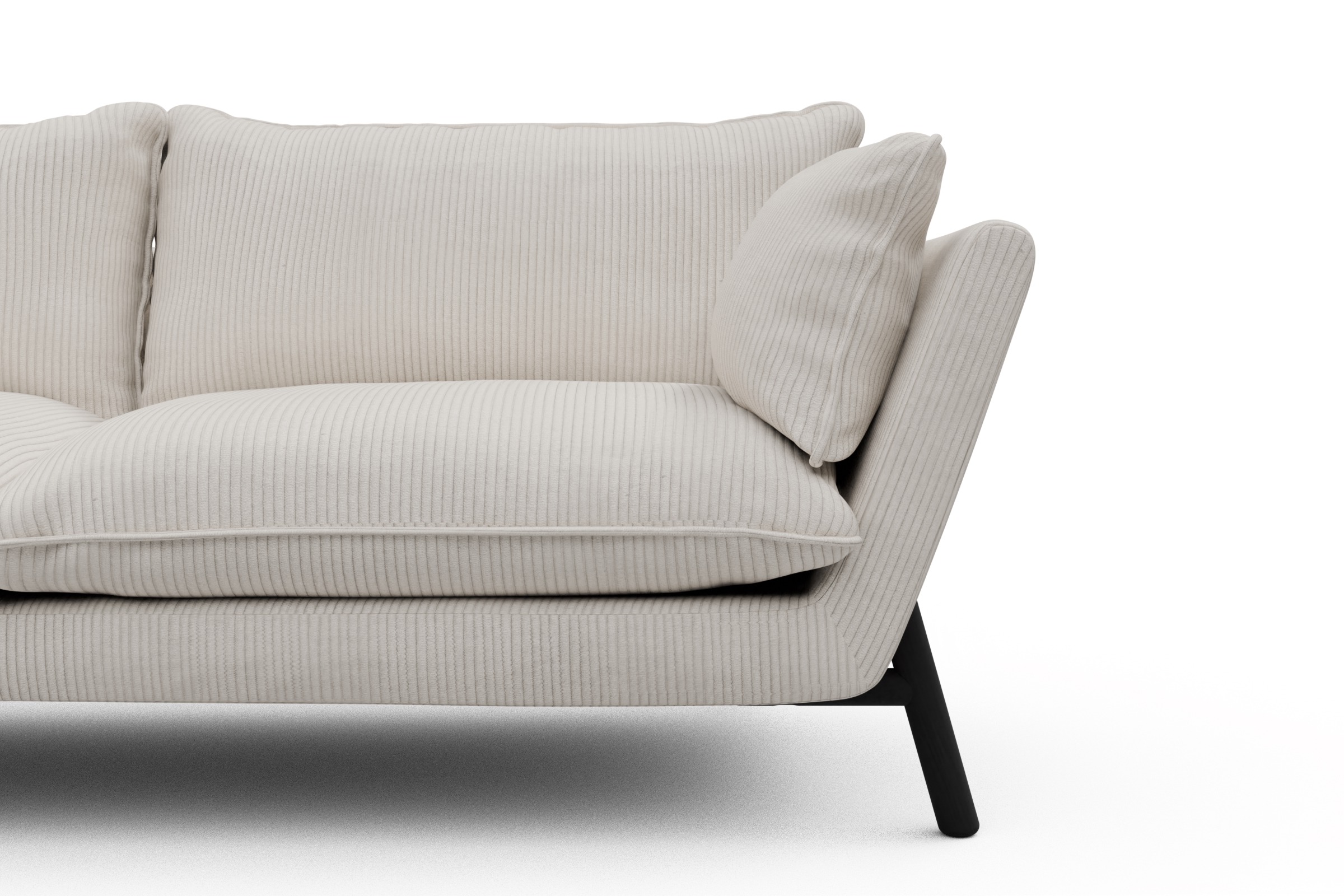 Sofa Emil PREMIUM 2-Sitzer Beinfarbe Eiche Schwarz Corduroy-Ivory