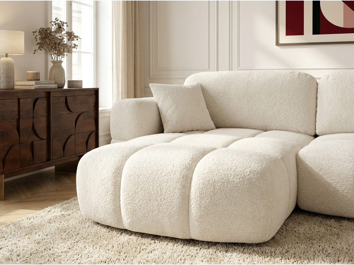 Bobochic Madison Ecksofa mit Schlaffunktion und Bettkasten Stoff Beige