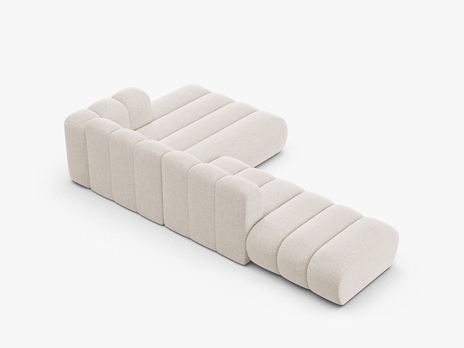 Micadoni Modulares Ecksofa offen Lupine 5-Sitzer Rechts Chenille Eden Helles Beige
