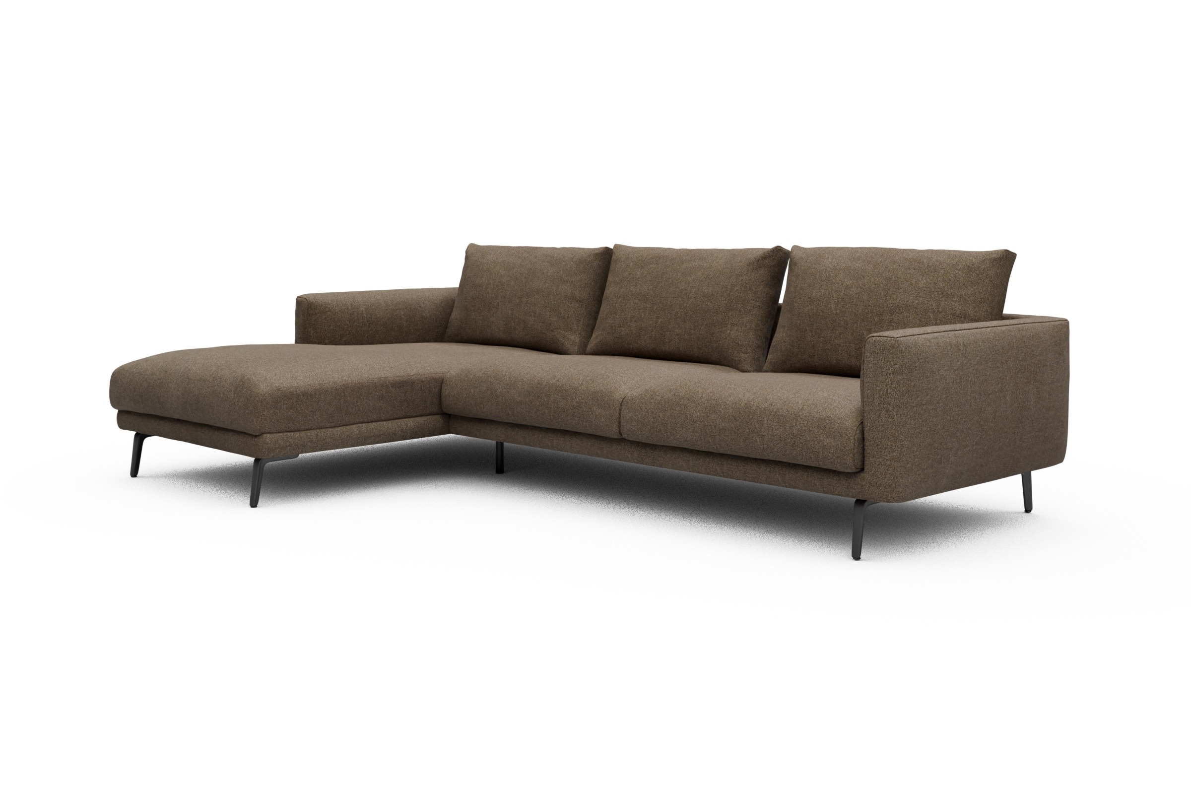 Ecksofa Karl Chaiselongue links mit 2,5-Sitzer Aivi-Khaki-Brown