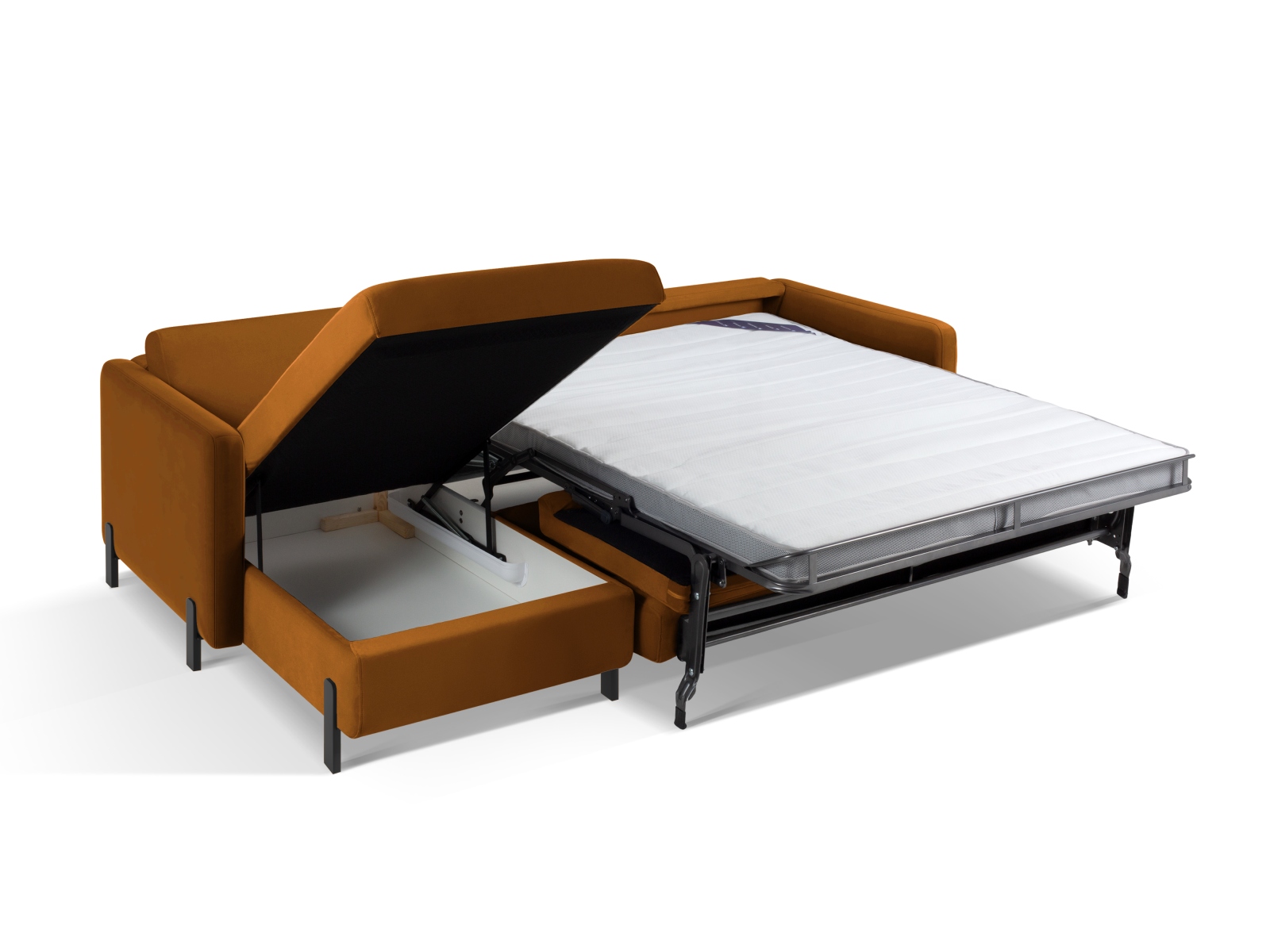Micadoni Schlaf-Ecksofa Gloria 4-Sitzer Links Samt Braun 205x140