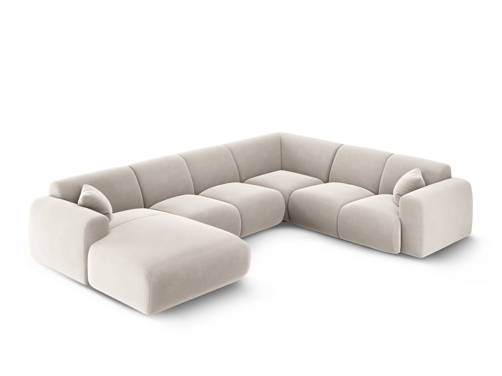 Cosmopolitan Design Panoramasofa Nolio 6-Sitzer Samt Casino Helles Beige Rechts
