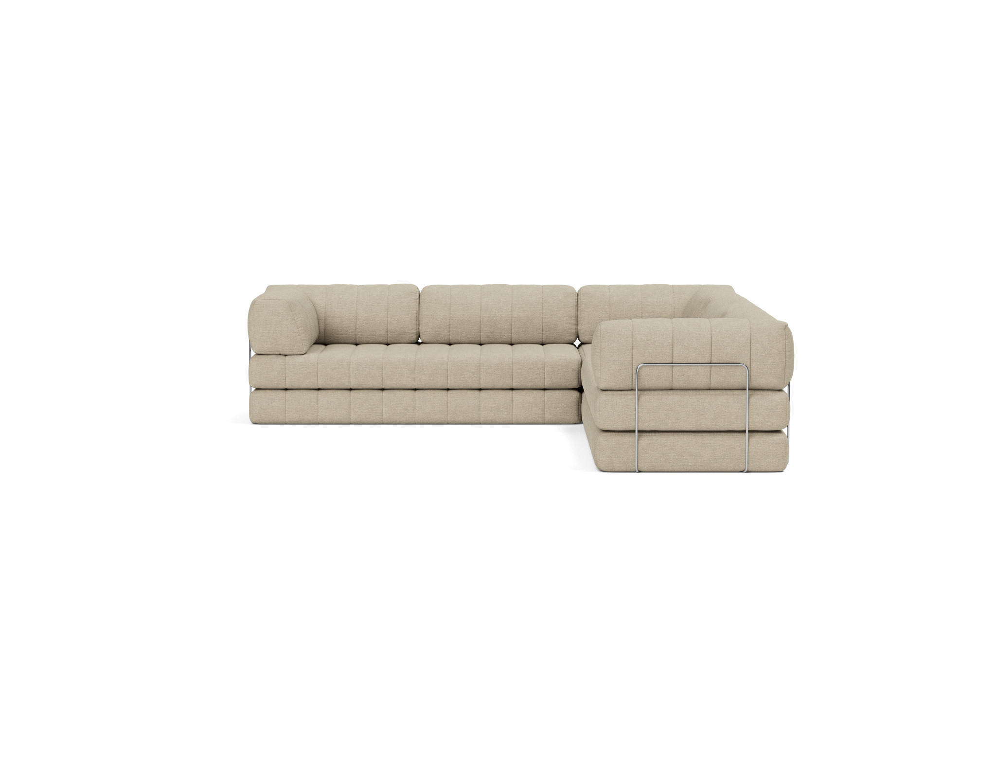 Eck-Schlafsofa CozyPad mit Armlehnen Strukturierter Stoff Taura 356-Sand