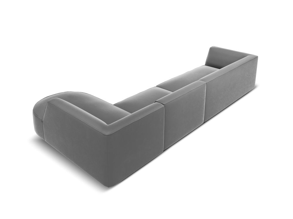 Cosmopolitan Design Ecksofa Siena 5-Sitzer abgerundet Samt Salvador Grau Rechts
