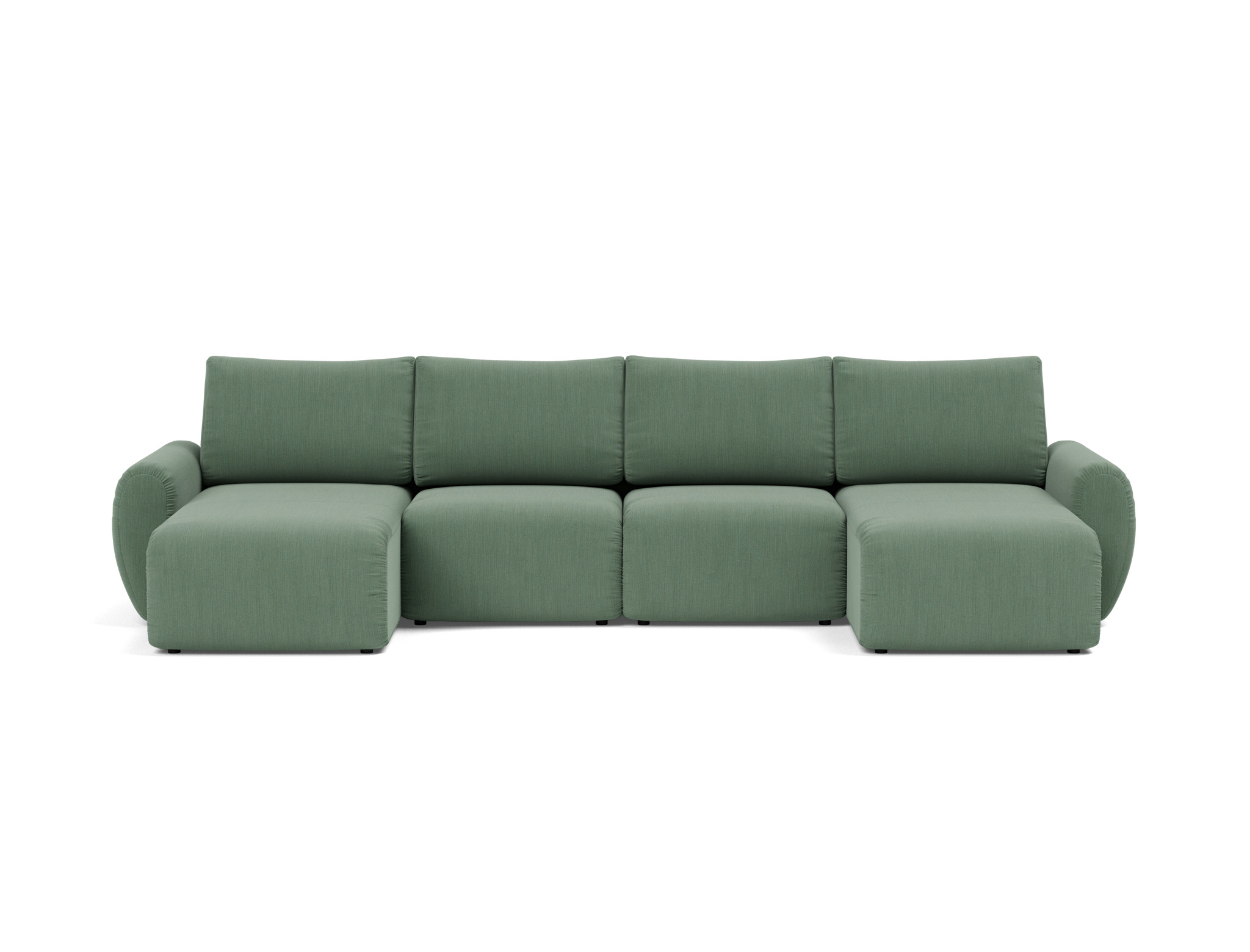 Schlafsofa Norum U-Form mit Curve-Armlehnen Flachgewebe Elegance 518-Green