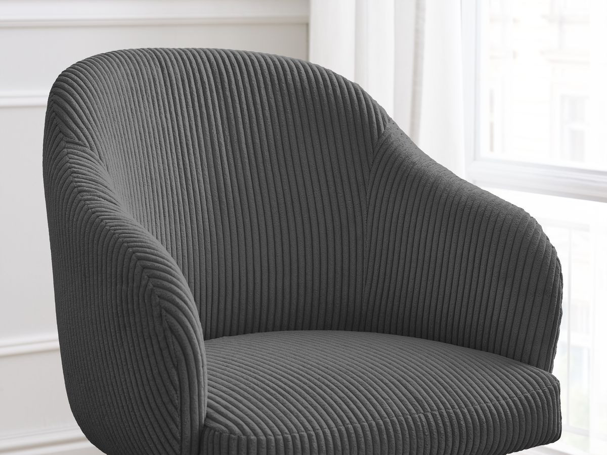 Bobochic Sophie Esszimmerstuhl 4er-Set mit Sternfuß Cordsamt Dunkelgrau
