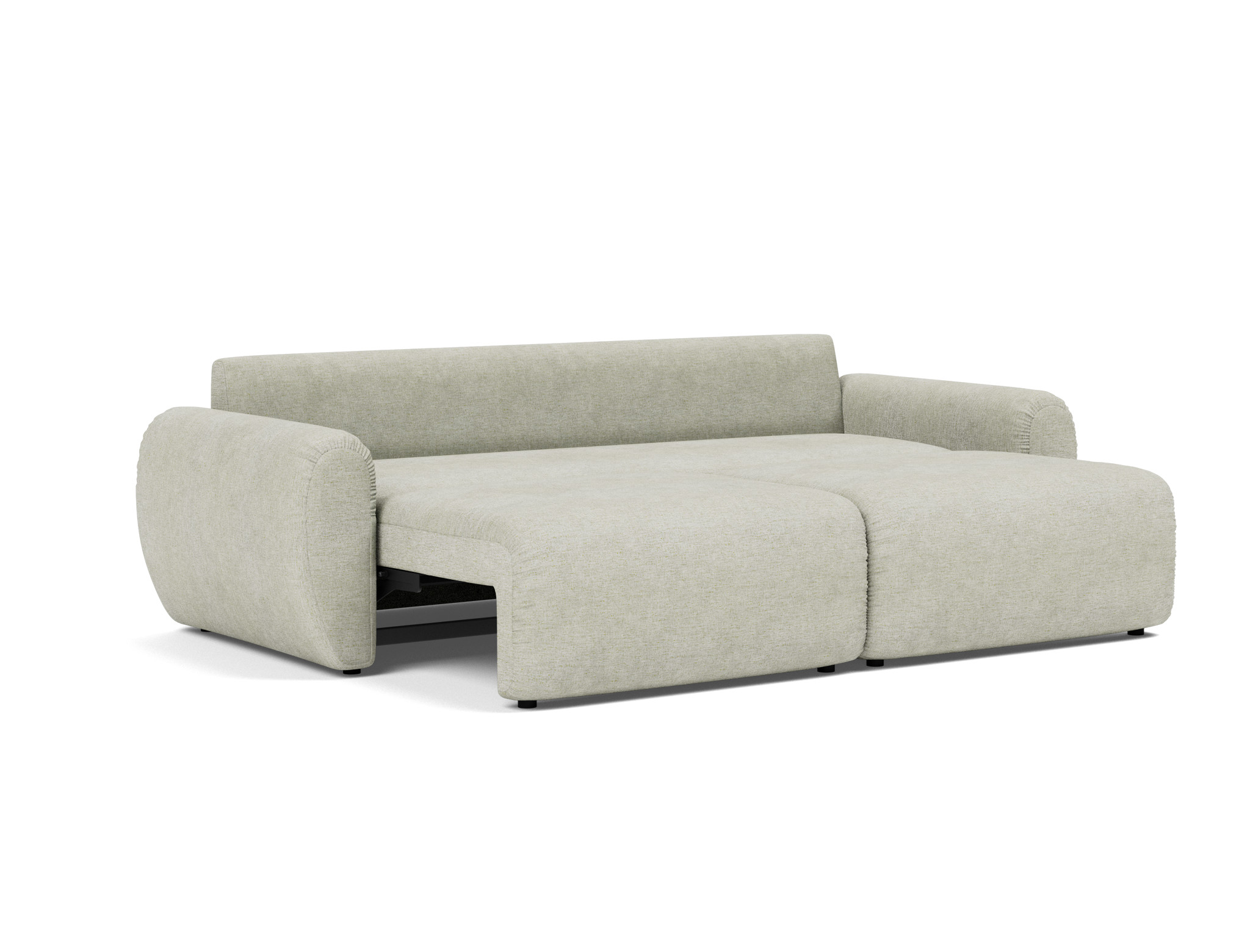 Schlafsofa Norum mit Curve-Armlehnen Flachgewebe Avella 280-Sand