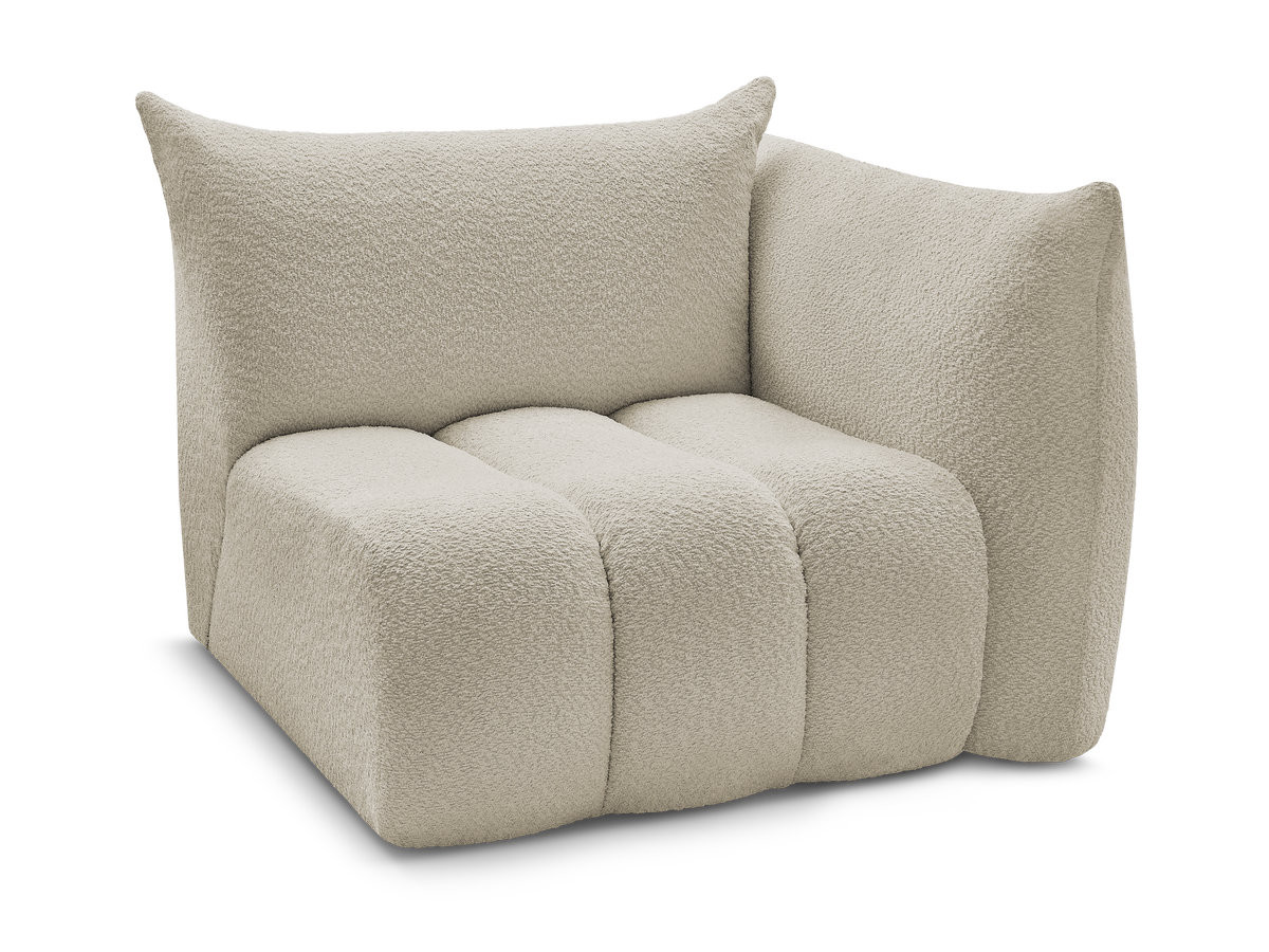 Bobochic Azra Sofamodul 1-Sitzer 117 × 112 cm Bouclé-Stoff Beige Ecke rechts