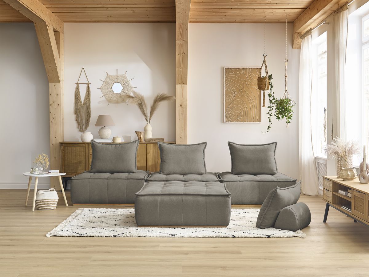 Bobochic Elisa Sofa 4-Sitzer Strukturstoff Taupe