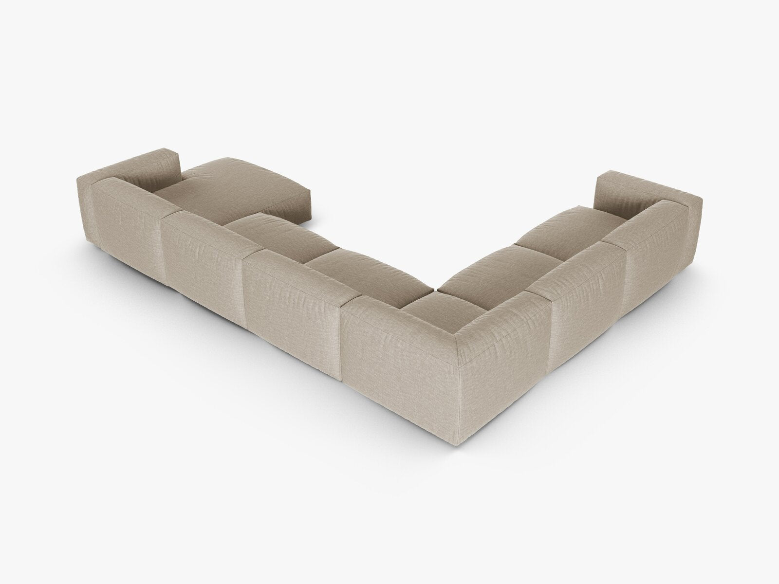Micadoni modulares Ecksofa XL Martina 6-Sitzer 90cm Sitztiefe Links Strukturierter Stoff Boston Helles Beige