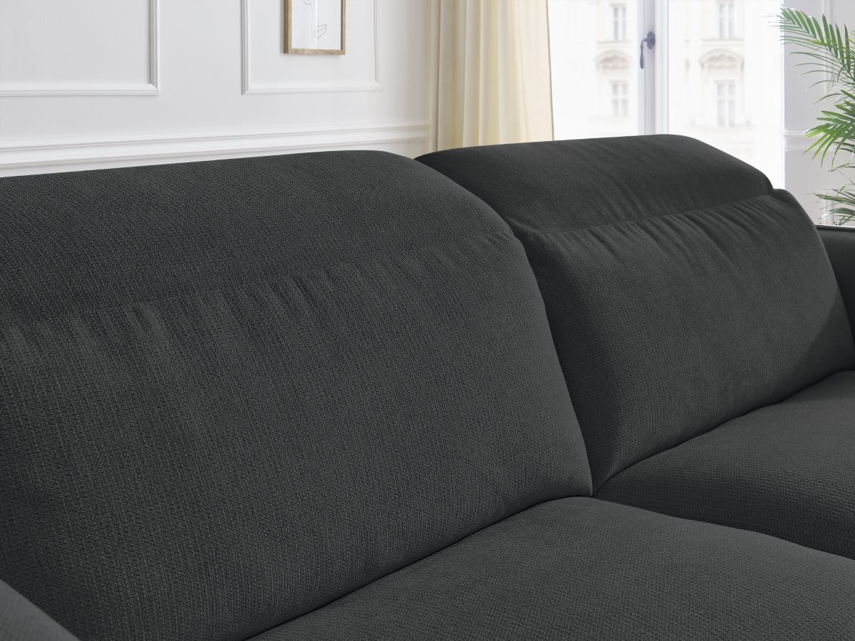 Bobochic Achille Schlafsofa 3-Sitzer Melange-Stoff Schwarz, Liegefläche 140 × 200 cm
