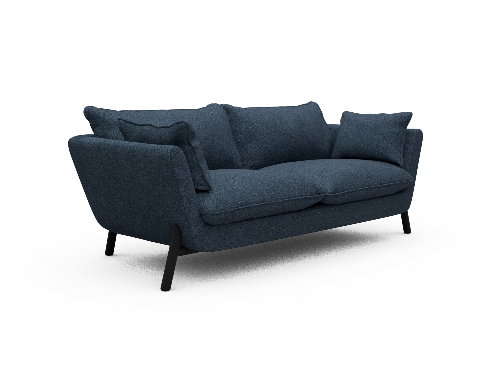 Skandi Home Sofa Emil Soft 2-Sitzer Beinfarbe Eiche Schwarz Boucle-Blue moebelfaktor