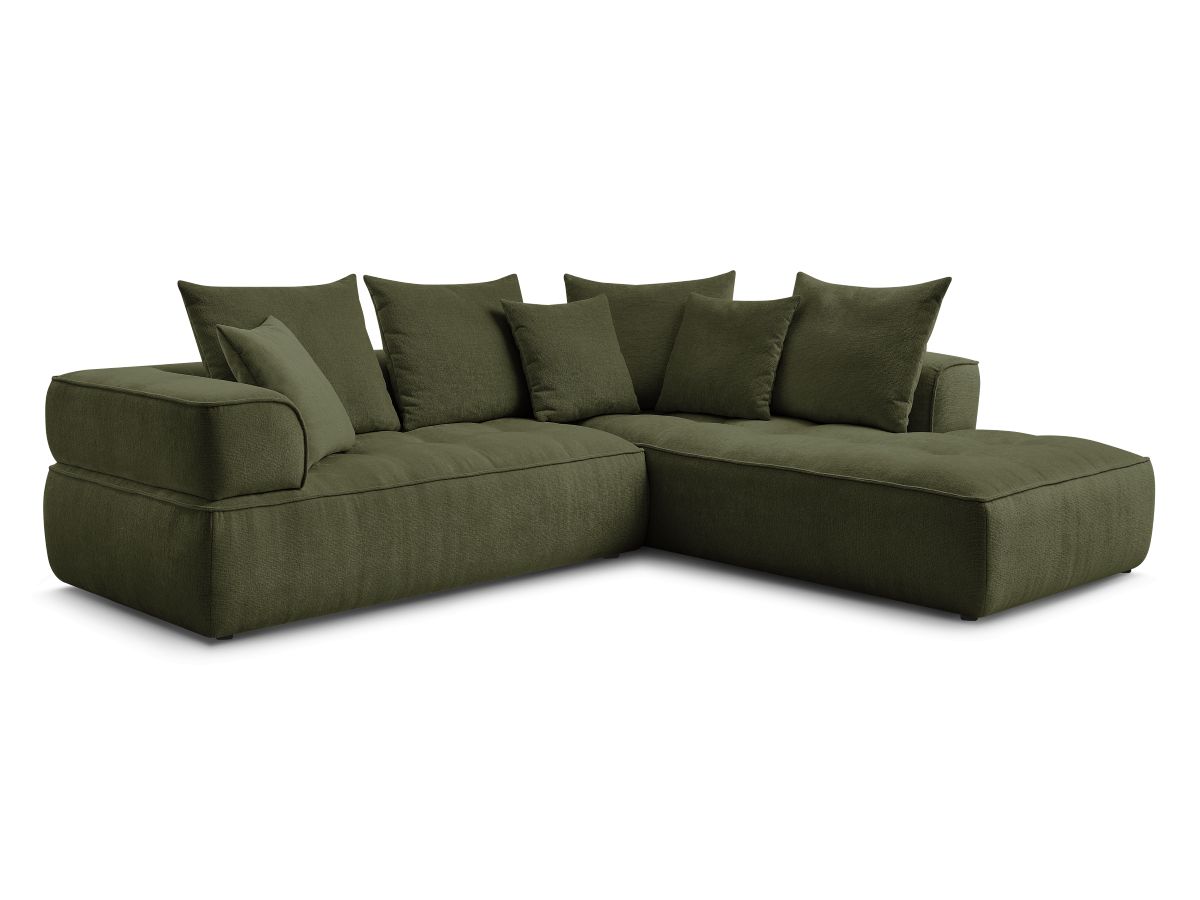 Bobochic Whesley Ecksofa Stoff Dunkelgrün Ecke rechts