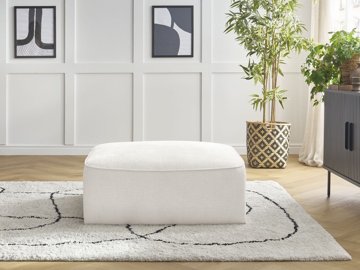 Bobochic Leopold Pouf Strukturstoff Weiß