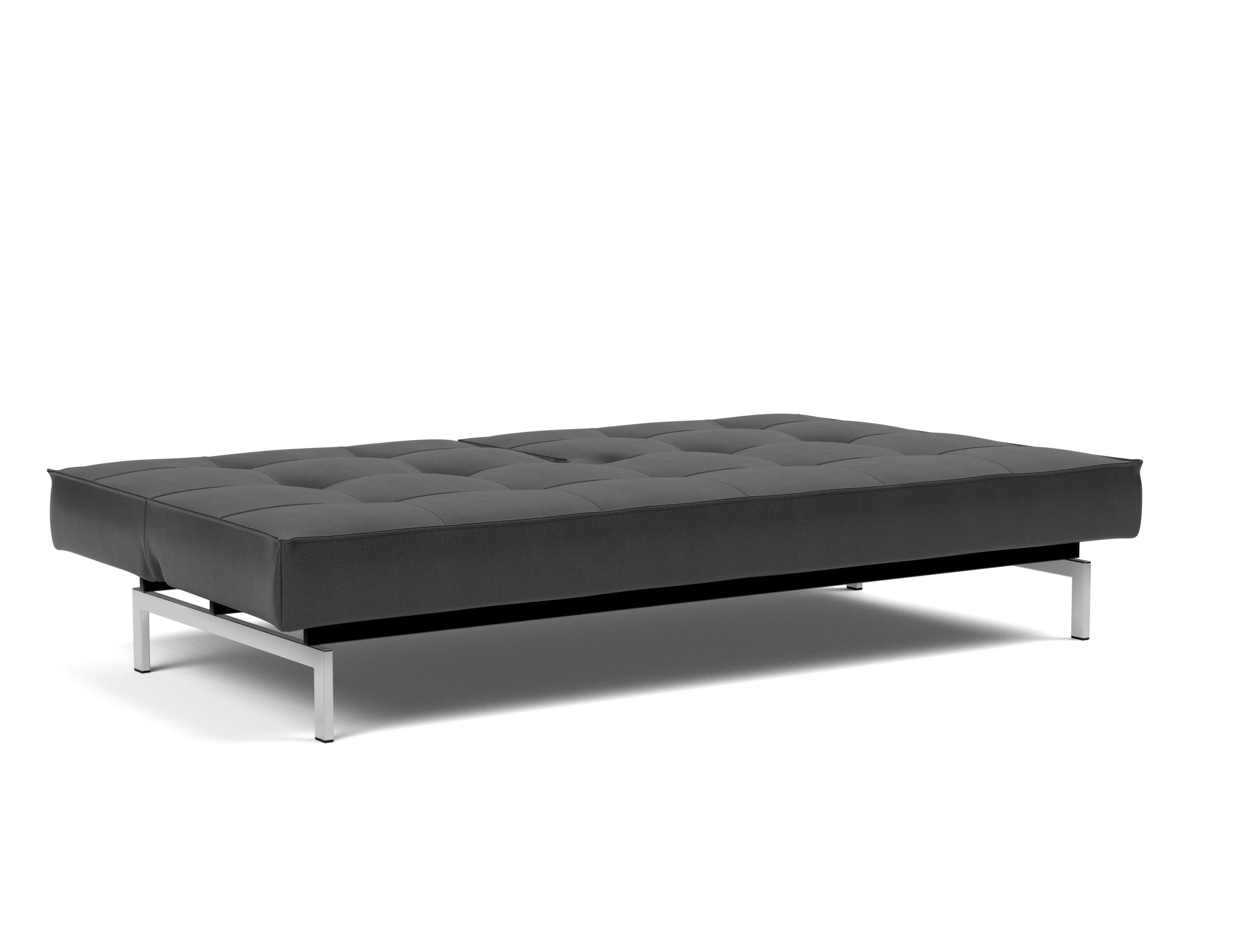 Schlafsofa Splitback Lederoptik Faunal 550-Black Beine Chrom