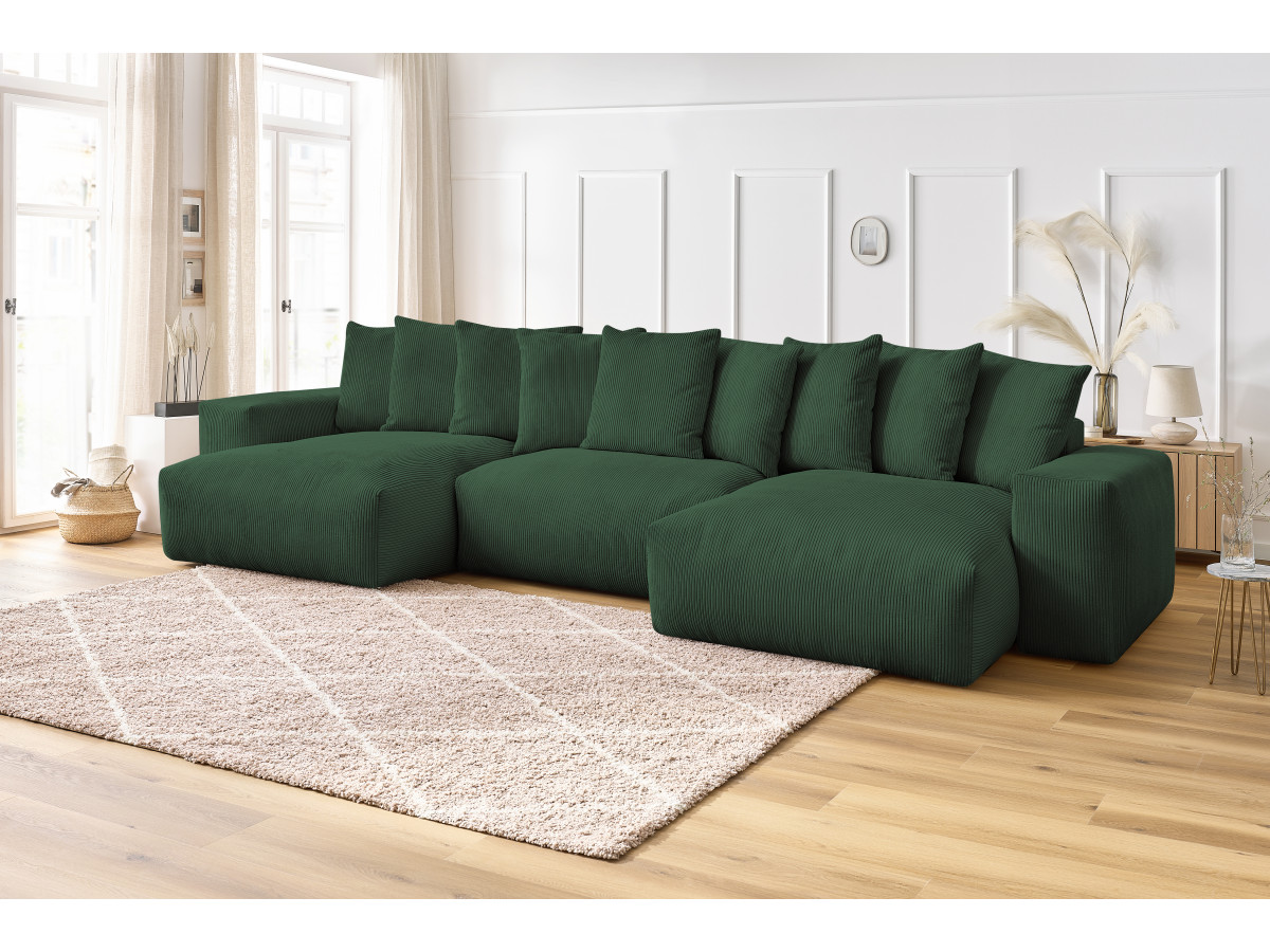 Bobochic Voltaire Wohnlandschaft 420 × 174 cm Cordsamt Grün