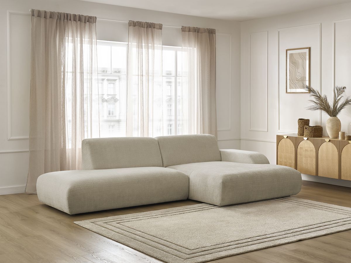 Bobochic Sirius Ecksofa 300 × 170 cm Strukturstoff Beige Ecke rechts